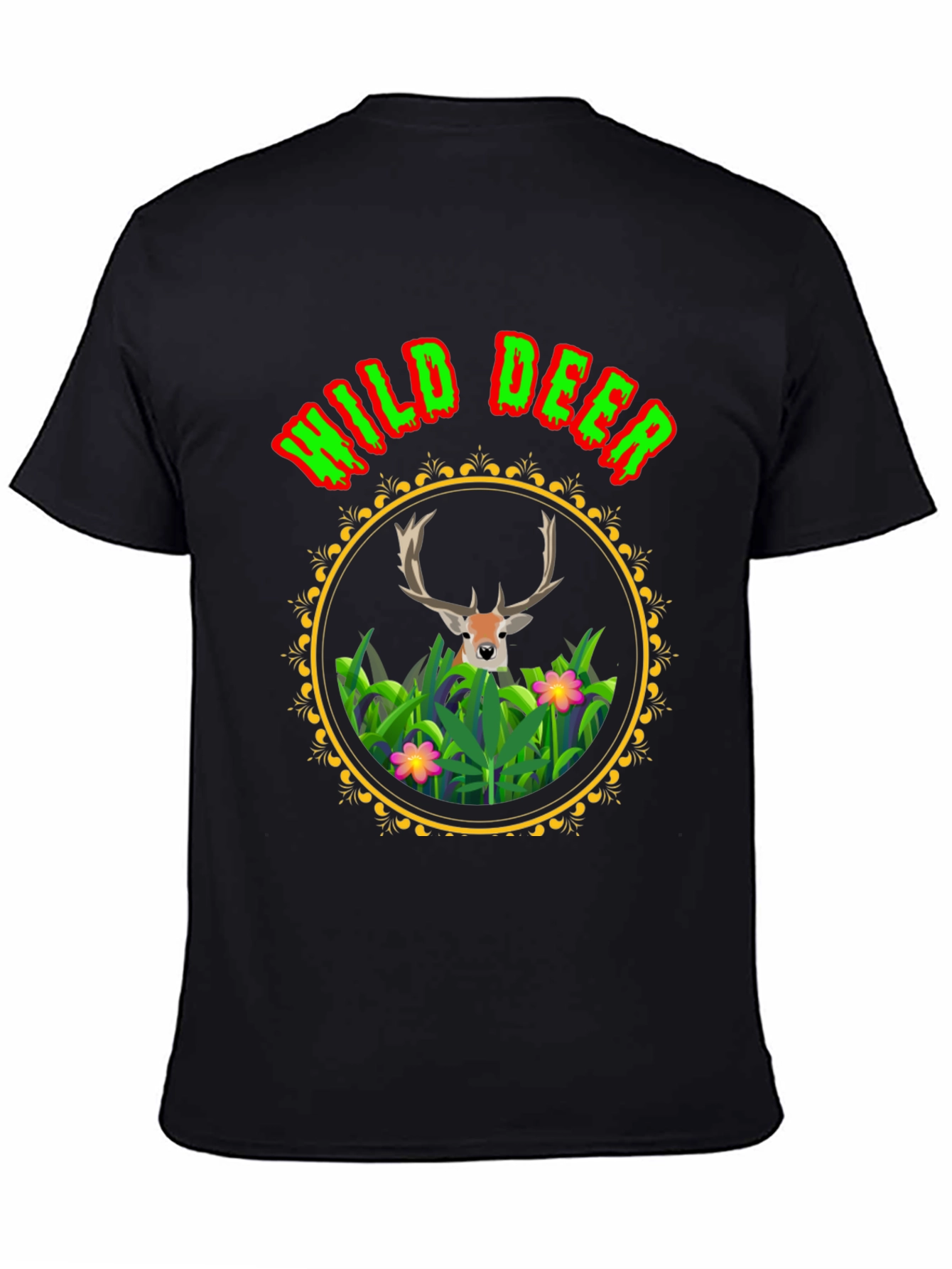 Black Wild Deer Graphic Tee - Nature Lover Shirt view 4