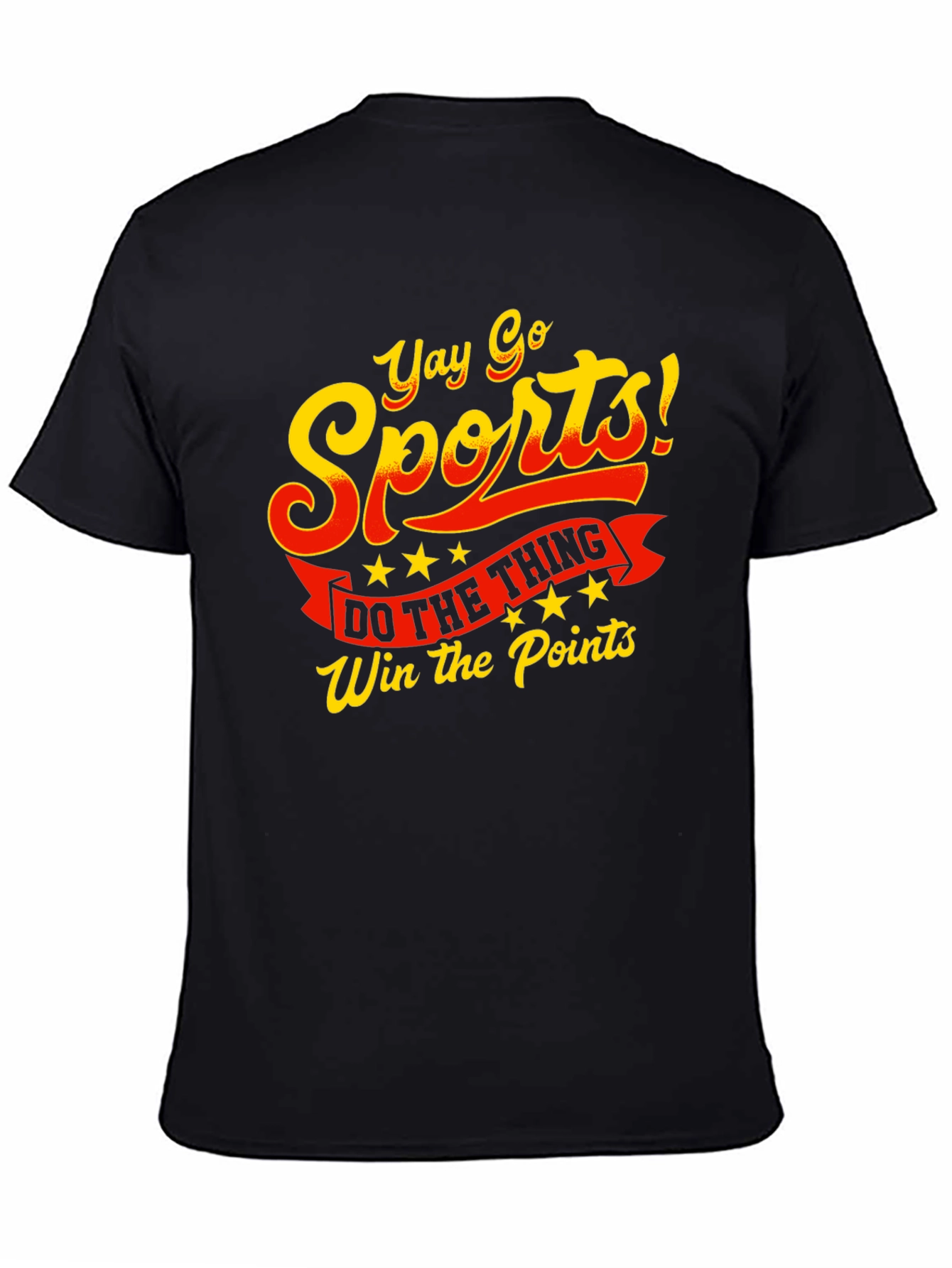 Black Yay Go Sports! T-Shirt - Win the Points Funny Tee view 4