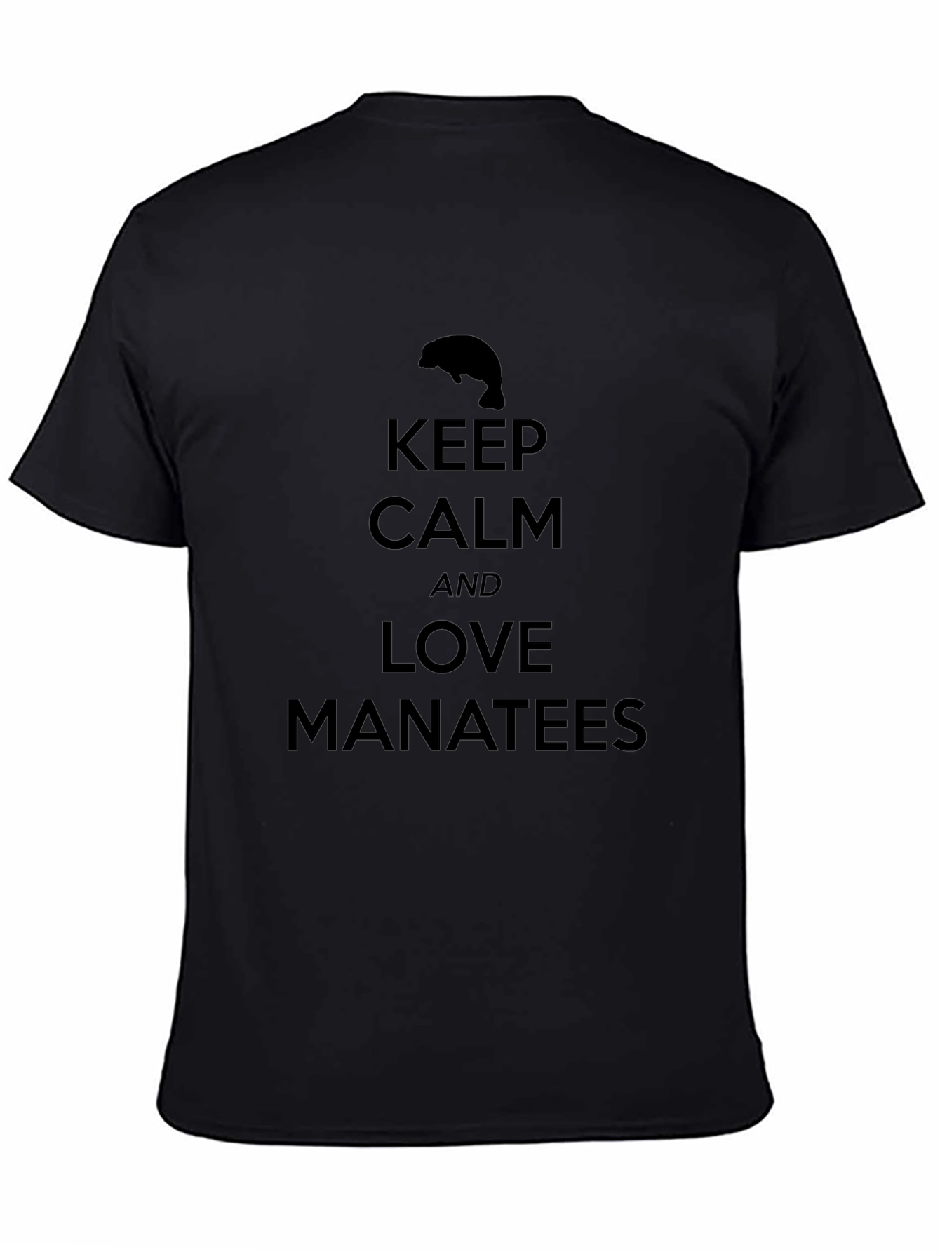 Black Keep Calm Love Manatees Black T-Shirt view 4