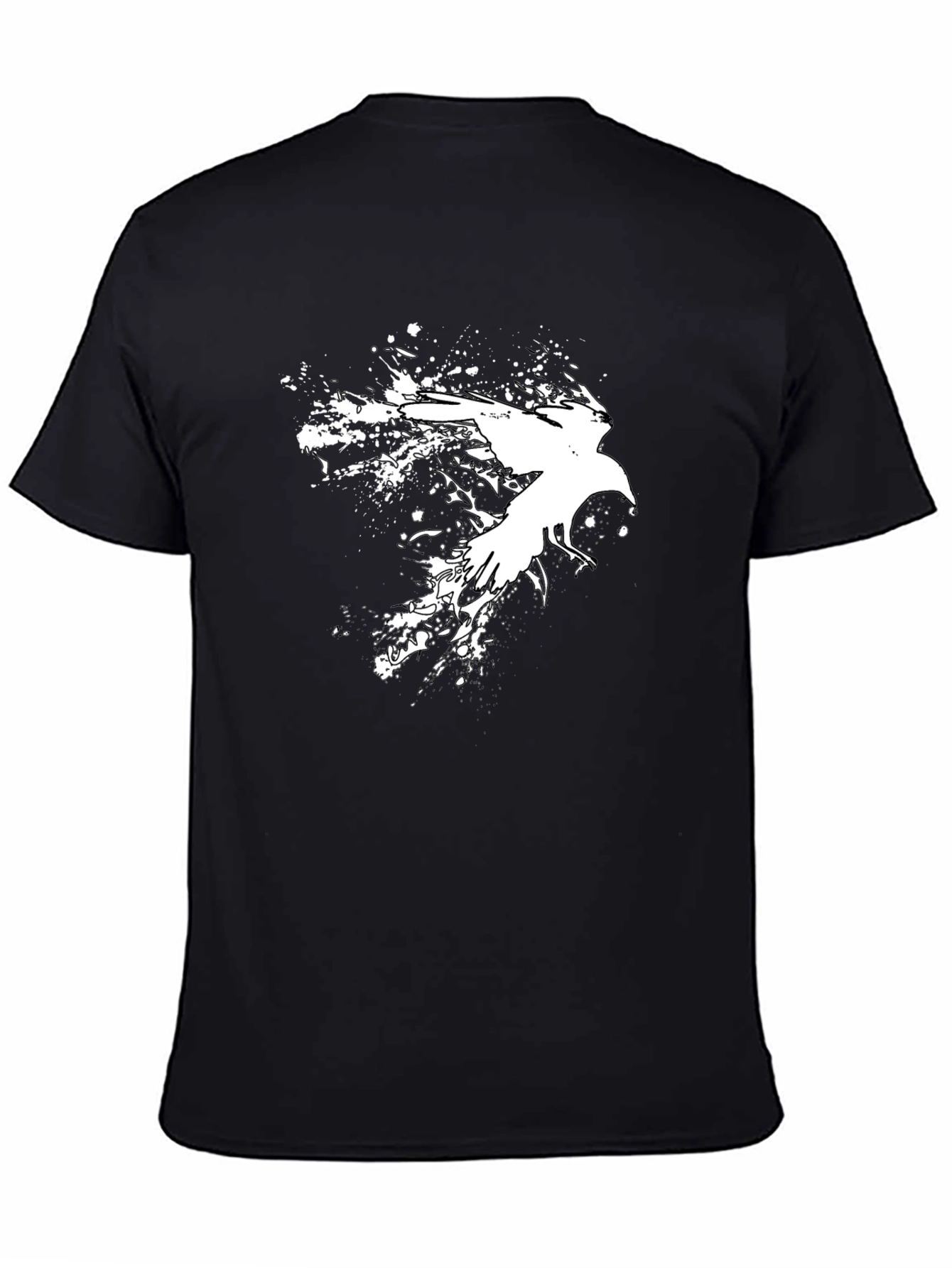 Black Abstract Crow Graphic Black T-Shirt view 4