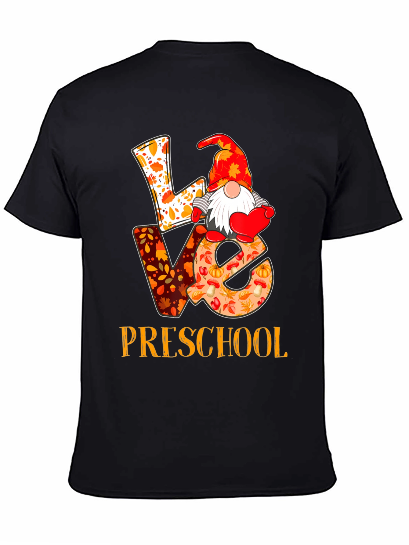 Black Love Preschool Fall Gnome Teacher T-Shirt view 4