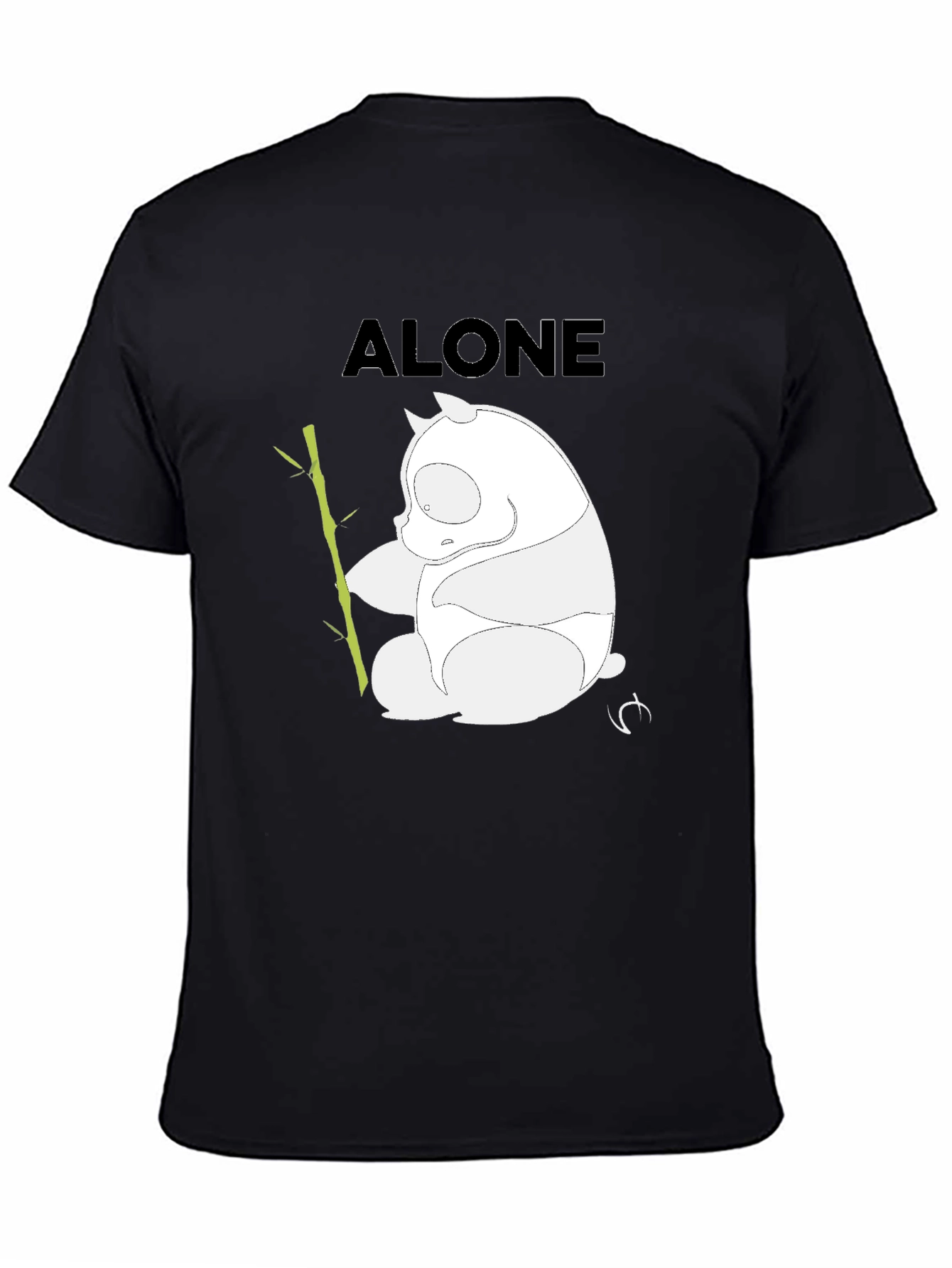 Black Alone Panda Graphic T-Shirt - Black Casual Tee view 4