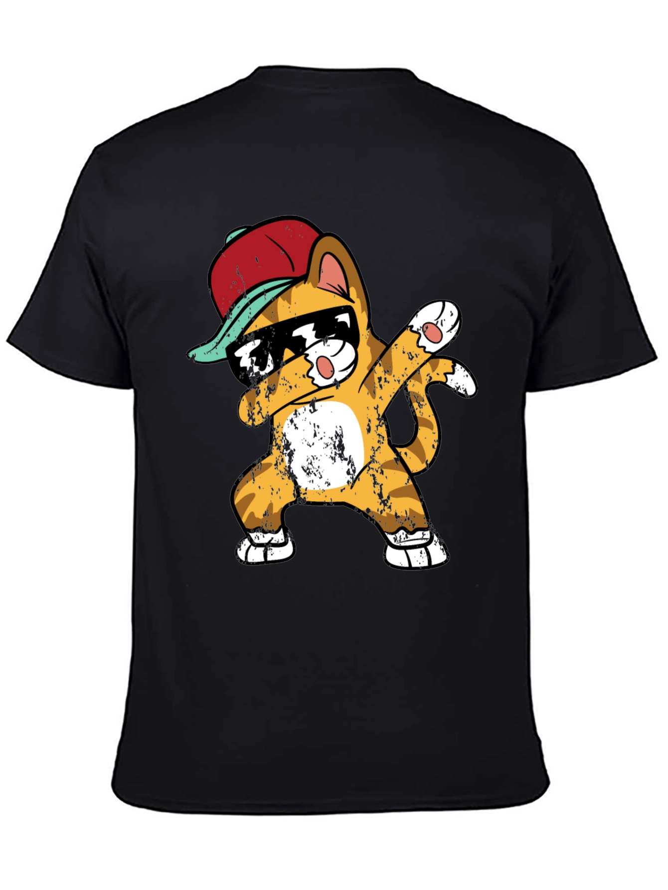 Black Cool Cat Dabbing T-Shirt view 4