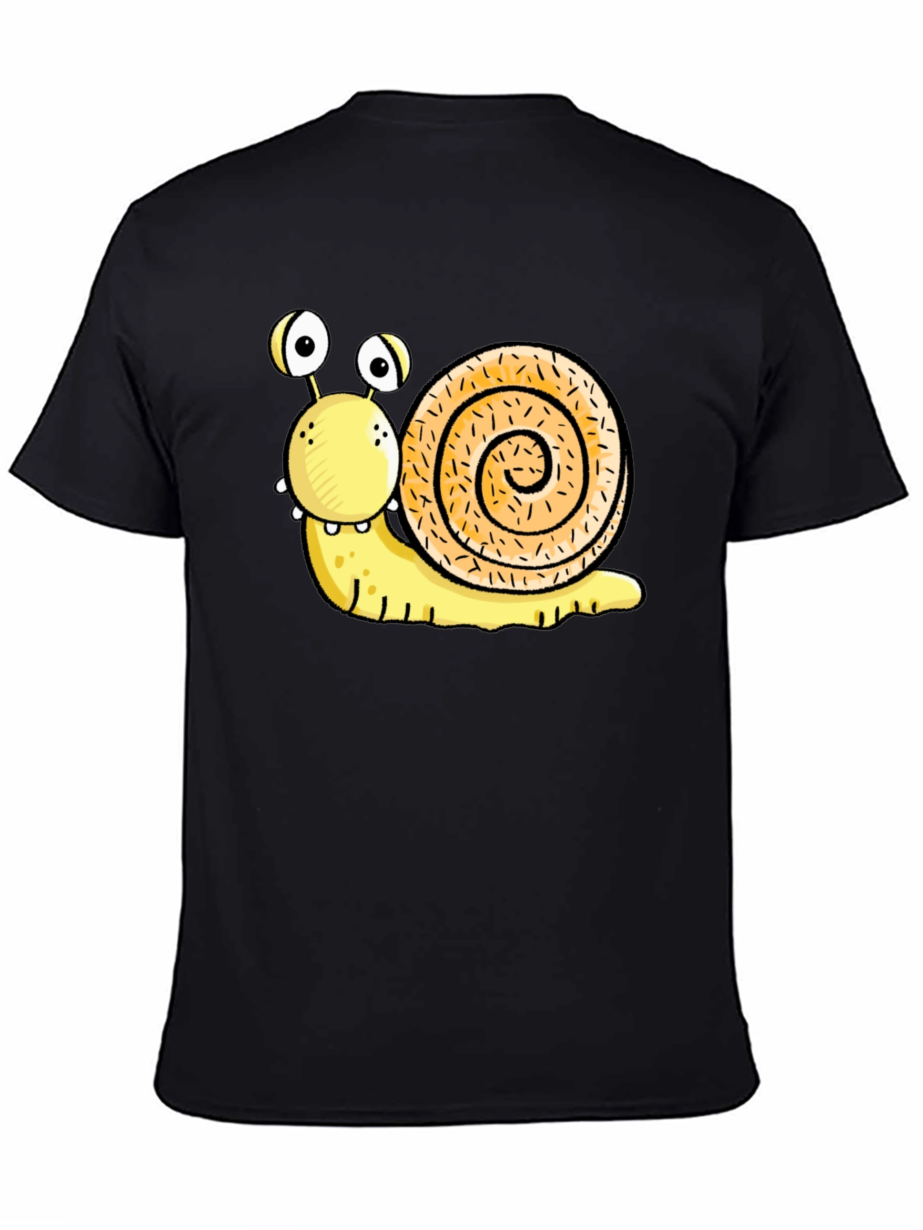 Black Funny Snail Graphic Black T-Shirt view 4