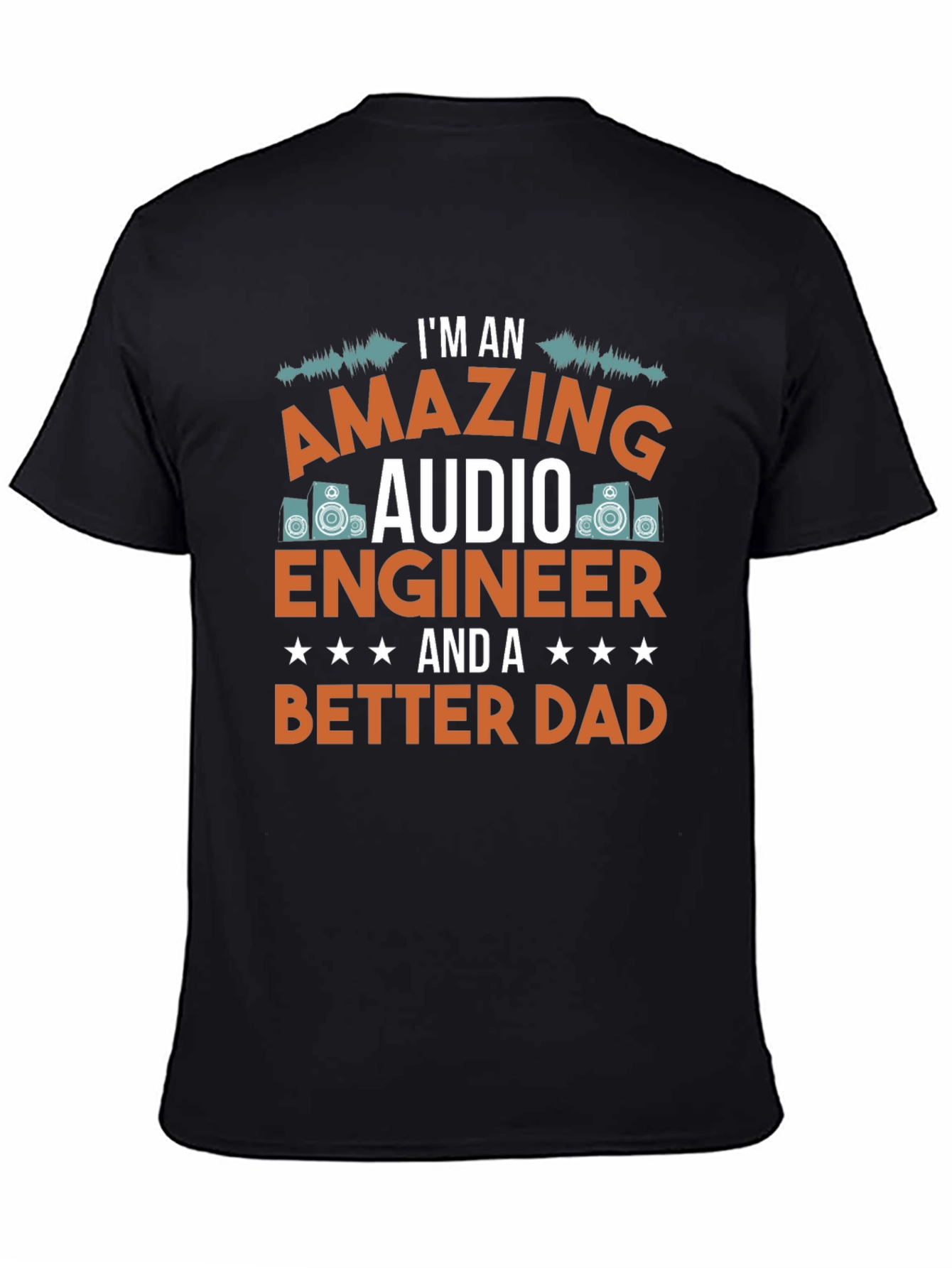 Black Amazing Audio Engineer Dad T-Shirt view 4