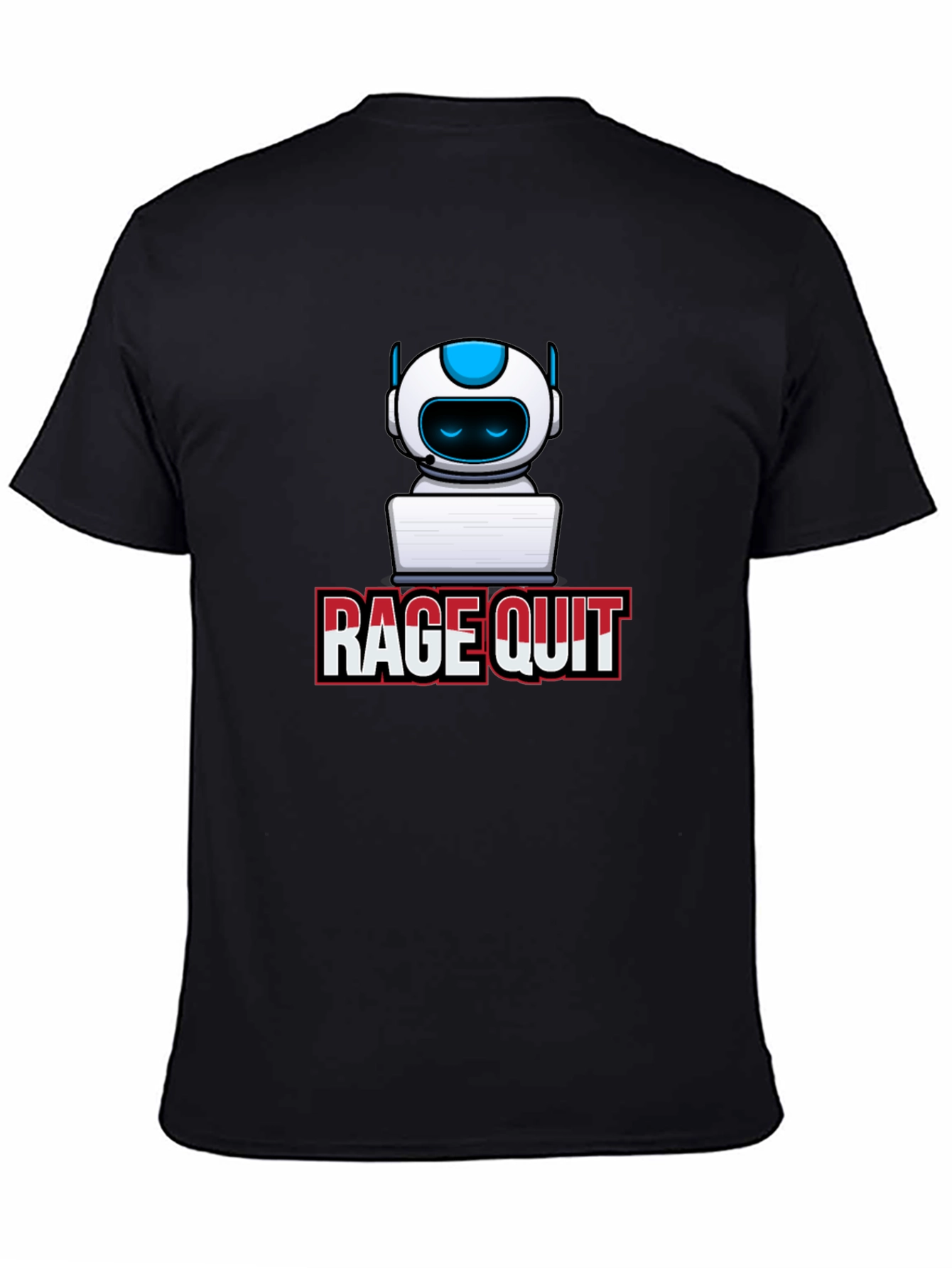 Black Rage Quit Robot Gamer T-Shirt - Black view 4