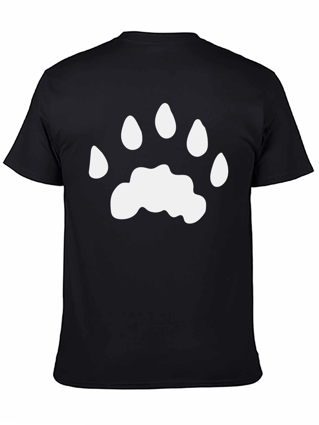 Black Black T-Shirt with White Paw Print Design view 4