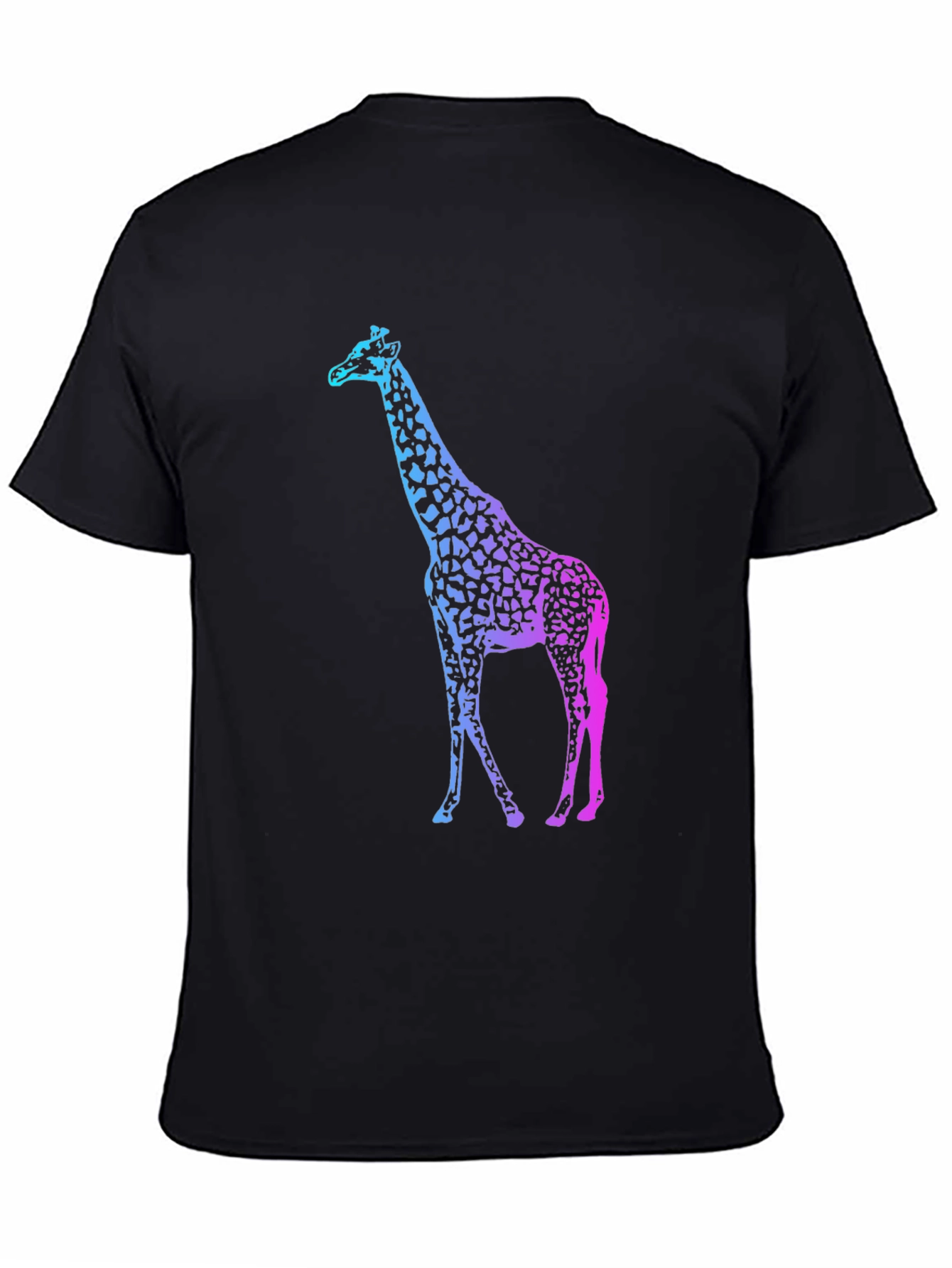Black Gradient Giraffe Print Black T-Shirt view 4