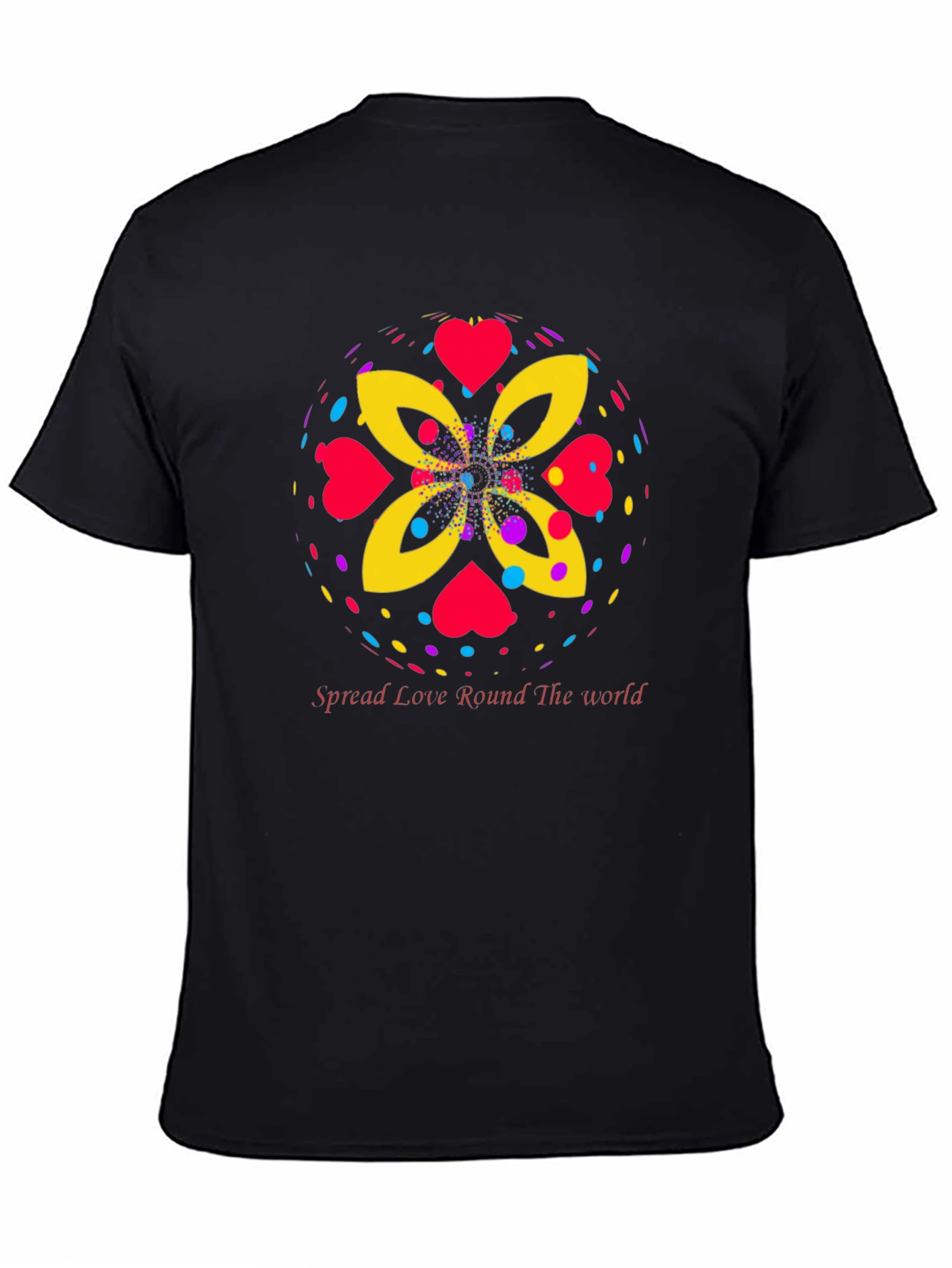Black Spread Love Tee - Colorful Heart Design view 4