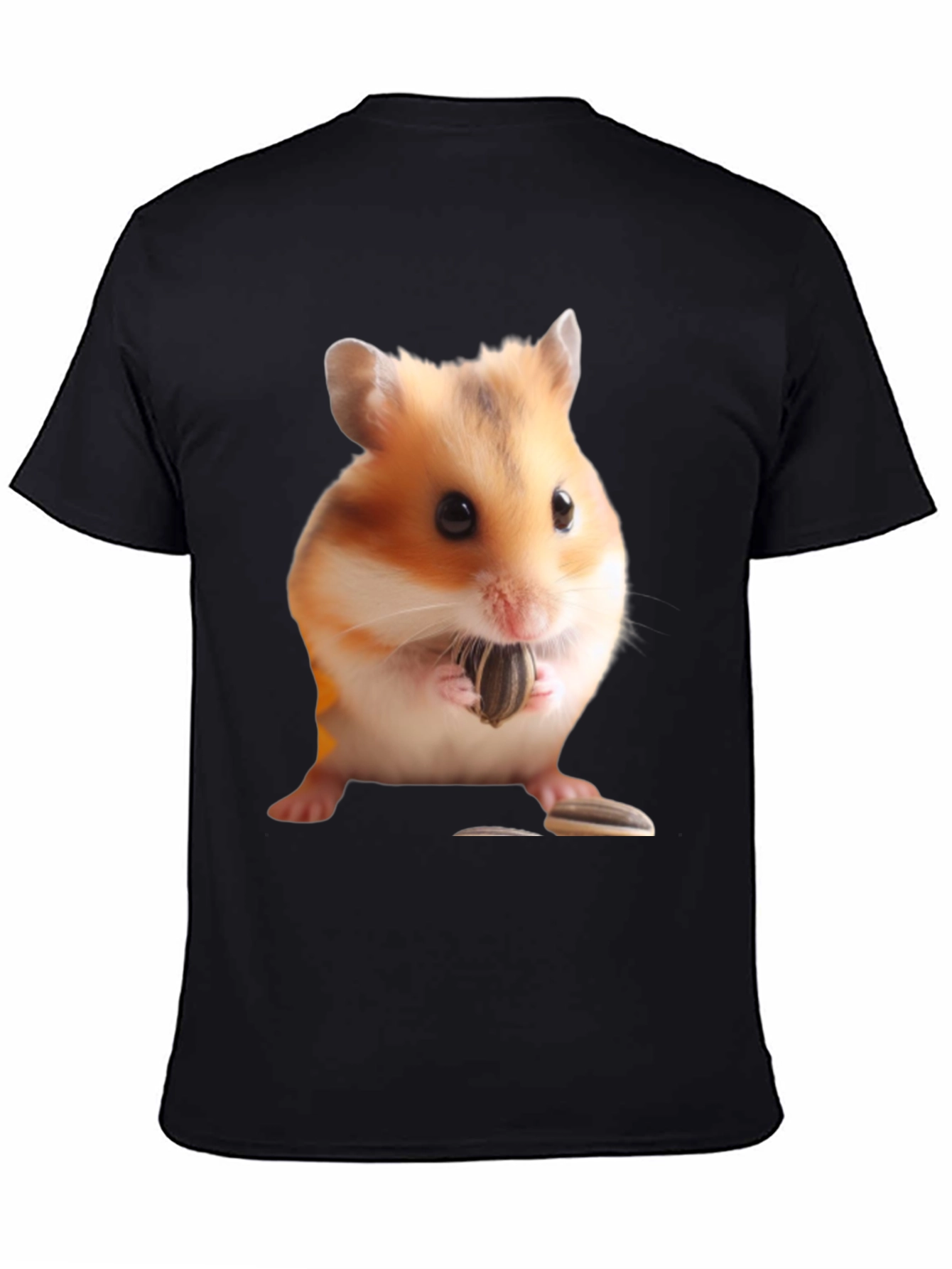 Black Hamster Seed Graphic T-Shirt, Mens Black Tee view 4
