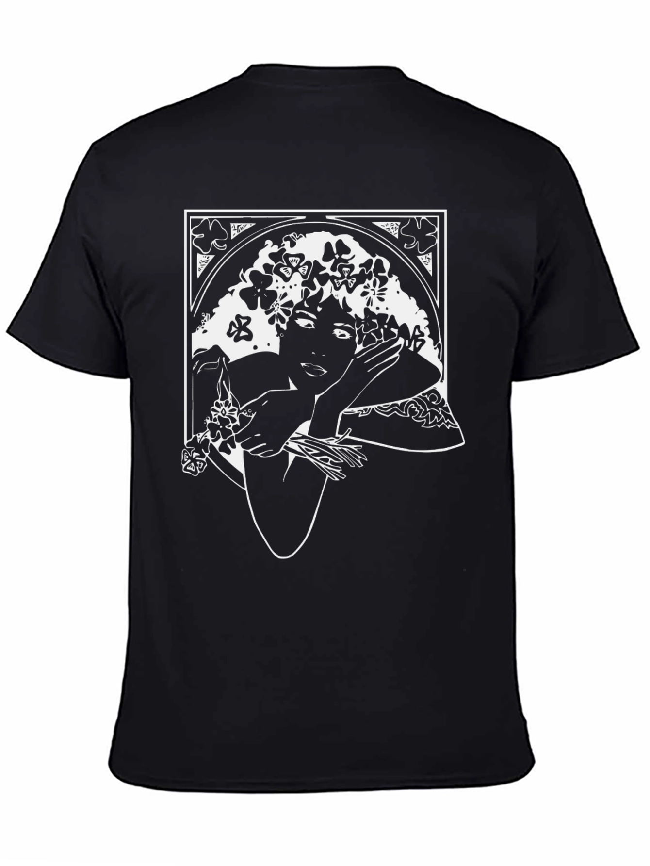 Black Floral Goddess Graphic T-Shirt - Black view 4