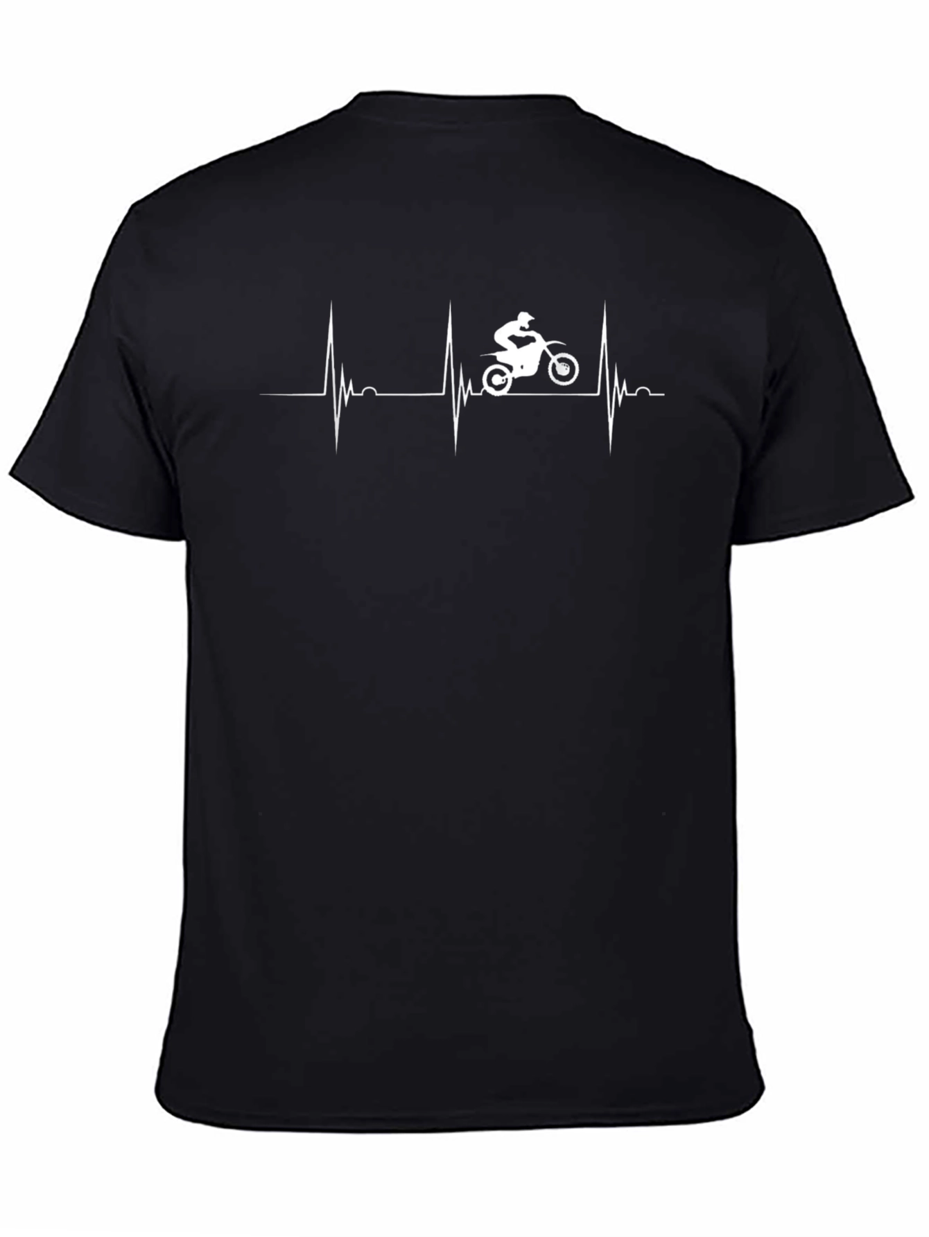 Black Dirt Bike Heartbeat Black T-Shirt view 4