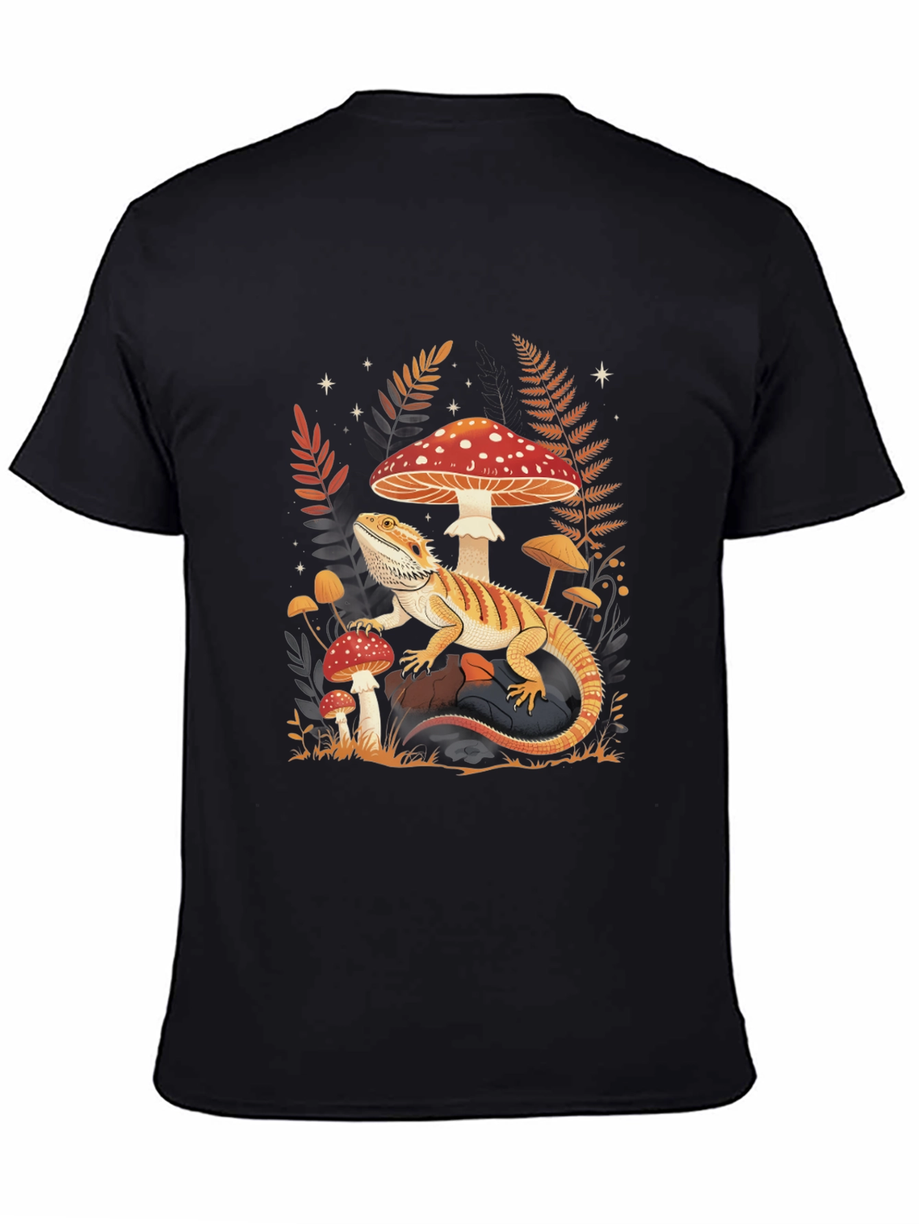 Black Bearded Dragon Mushroom Graphic Tee view 4