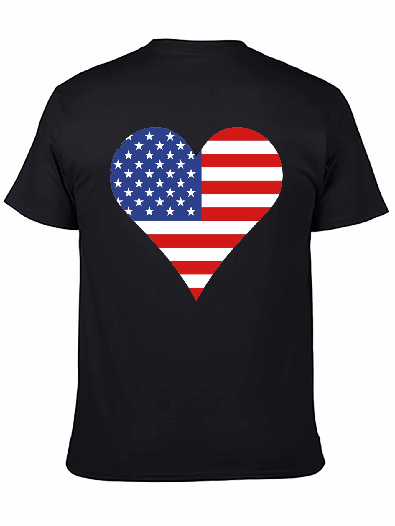 Black American Flag Heart T-Shirt - Patriotic USA Love Tee view 4