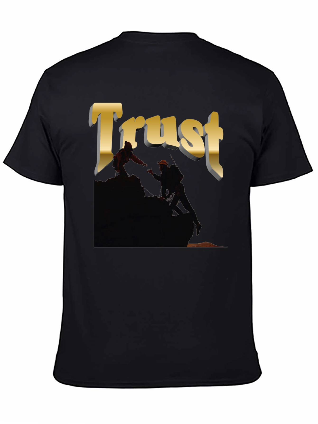 Black Trust T-Shirt - Mountain Climbers - Black Cotton Tee view 4