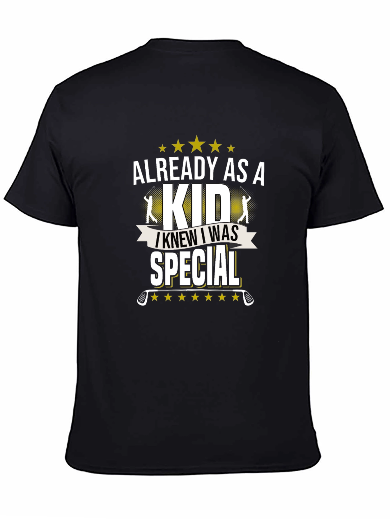 Black Funny Golfing T-Shirt: Already As A Kid Special Tee view 4