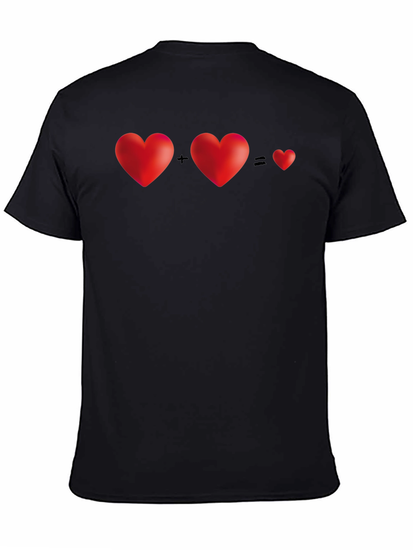 Black Two Hearts Equal One T-Shirt - Black view 4