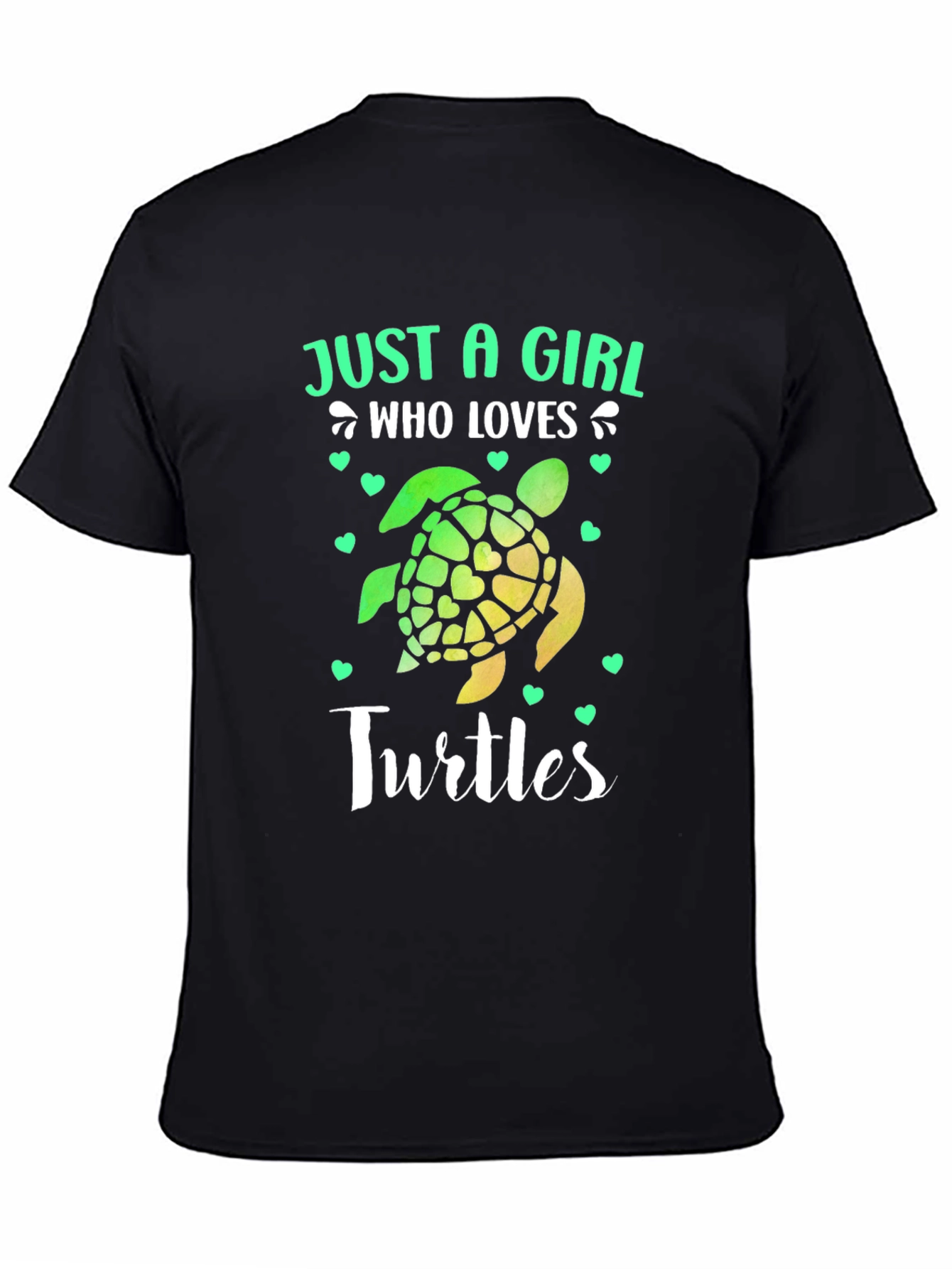 Black Just A Girl Who Loves Turtles T-Shirt view 4