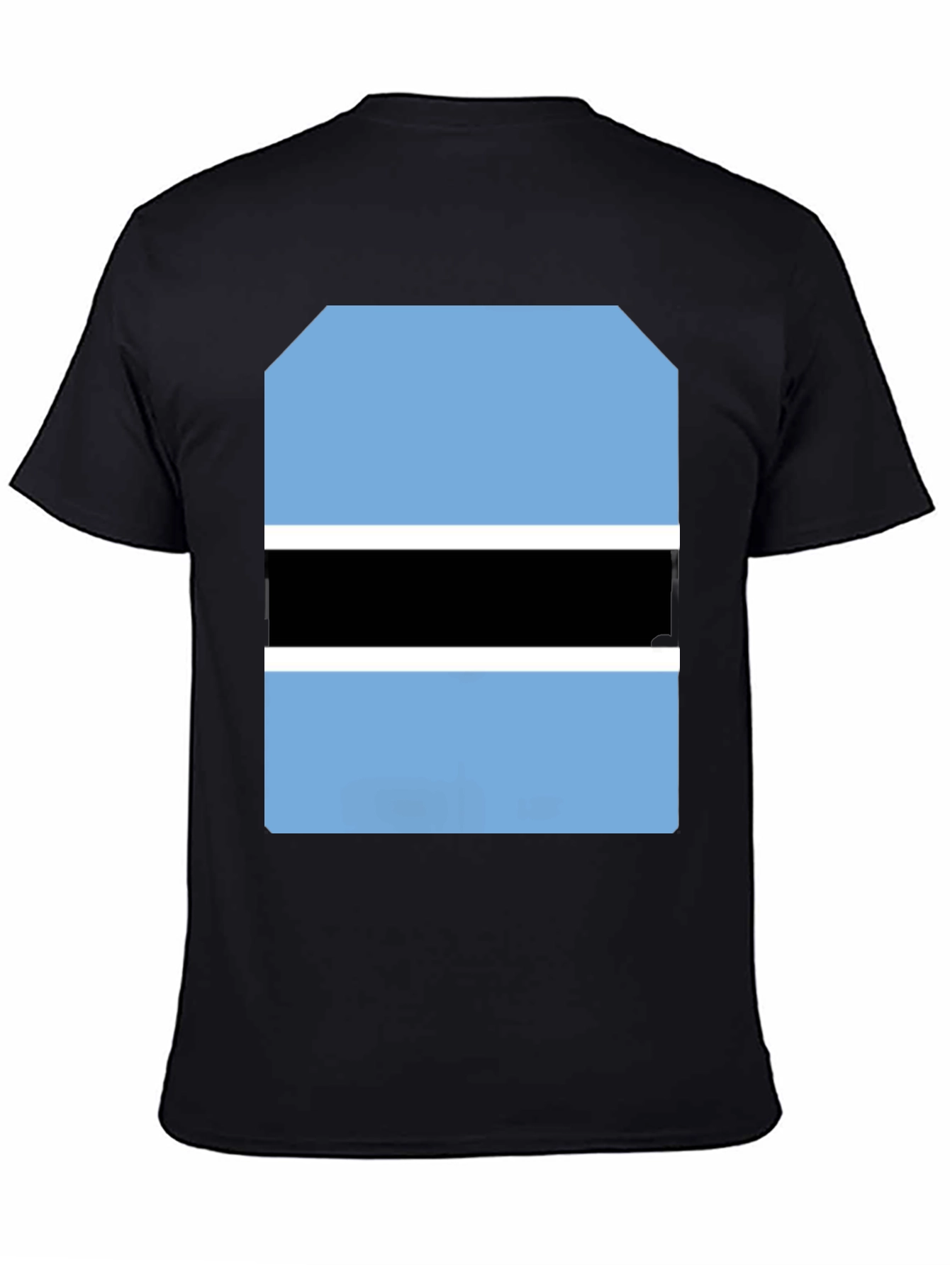 Black Botswana Flag Graphic Tee - Black Cotton T-Shirt view 4