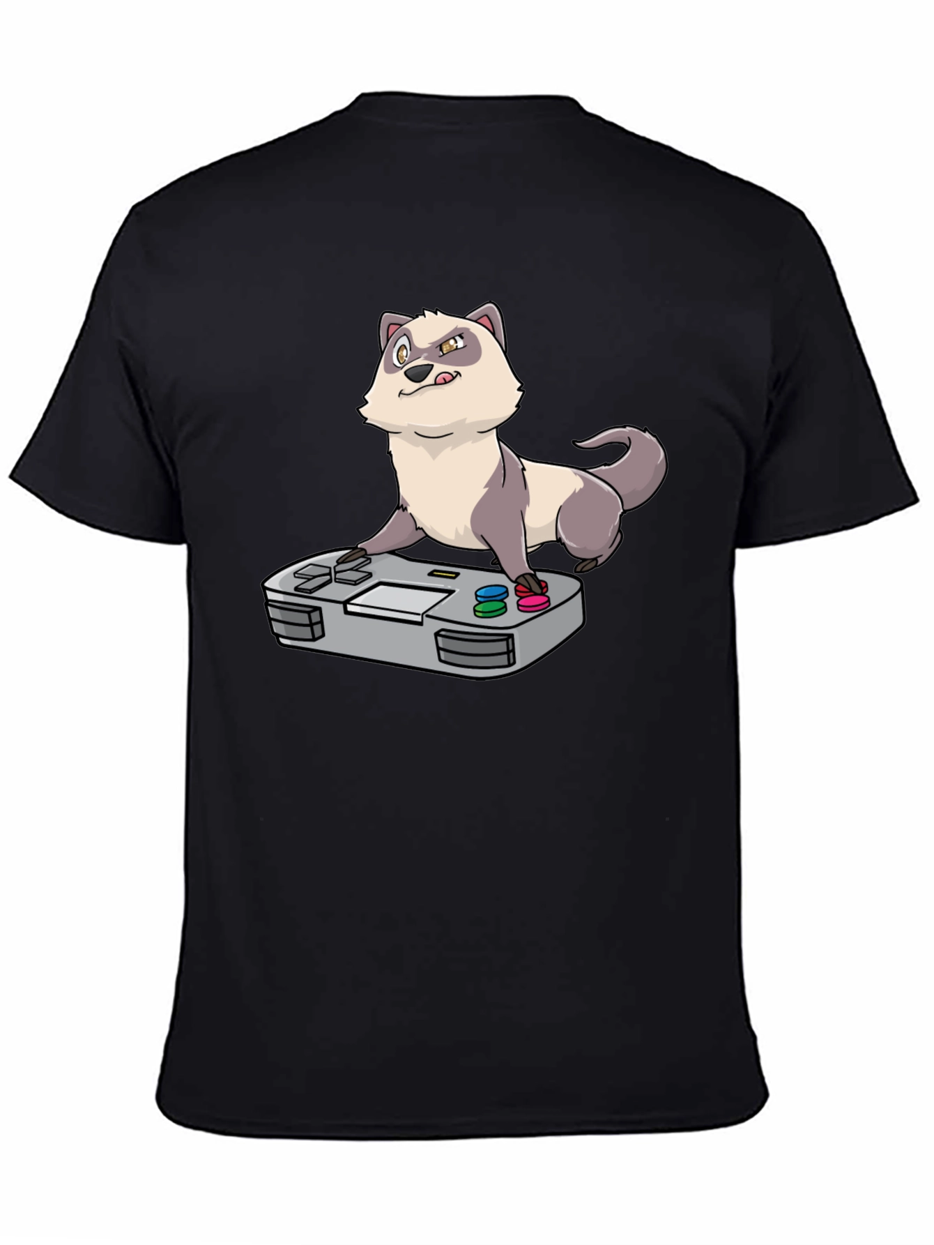 Black Funny Ferret Gamer Black T-Shirt view 4