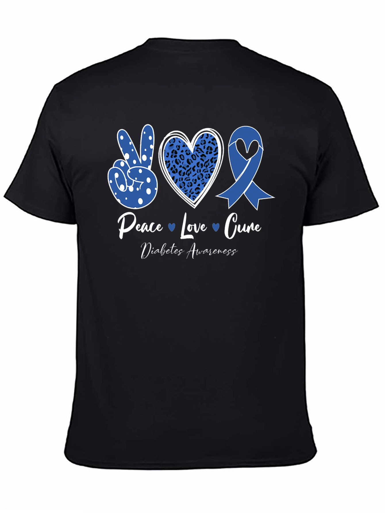 Peace Love Cure Diabetes Awareness T-Shirt - 4