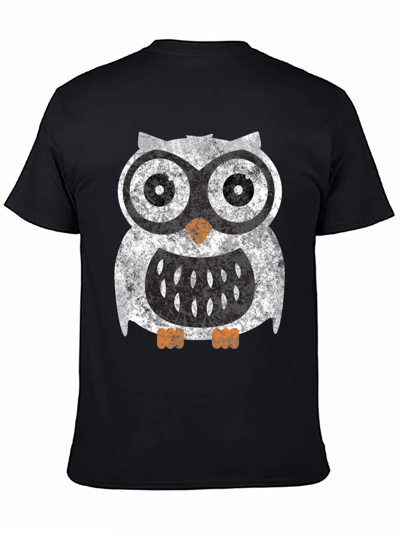 Black Cool Owl Graphic Tee - Black Cotton Blend Shirt view 4