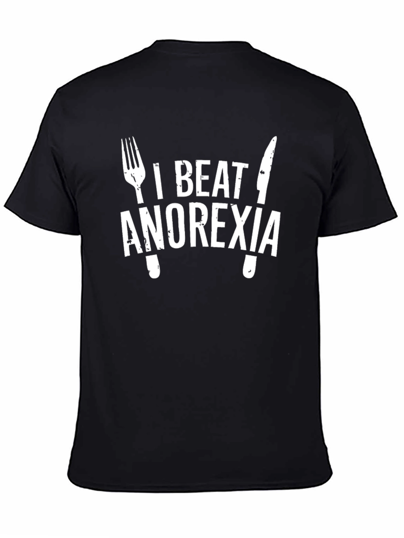 Black I Beat Anorexia Graphic Tee view 4
