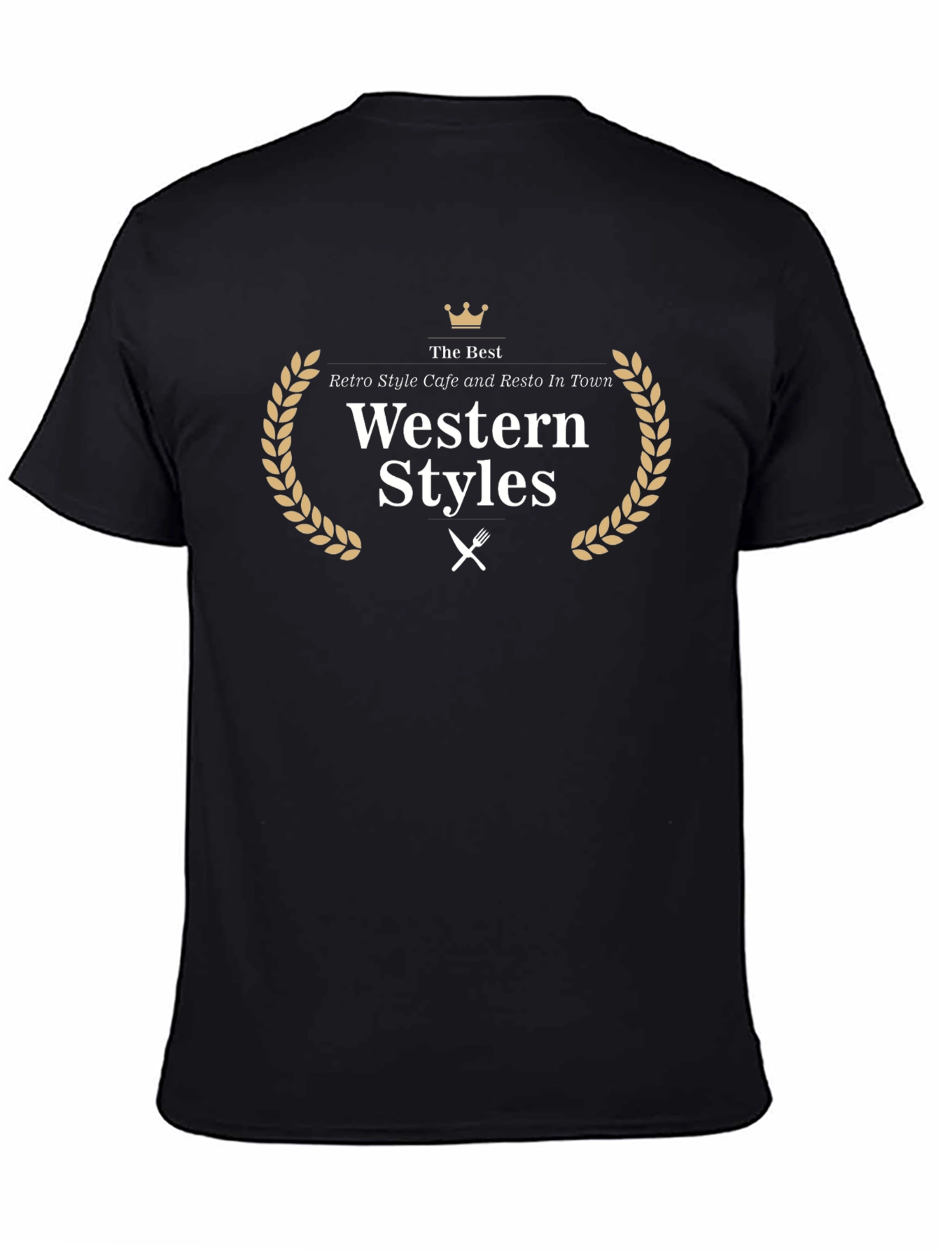 Black Retro Western Styles Cafe T-Shirt view 4