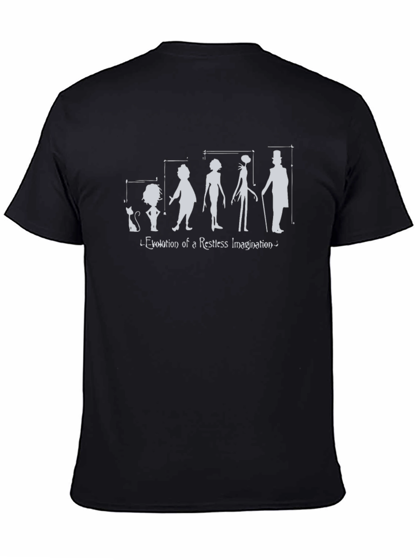 Black Evolution of Imagination Black Graphic T-Shirt view 4