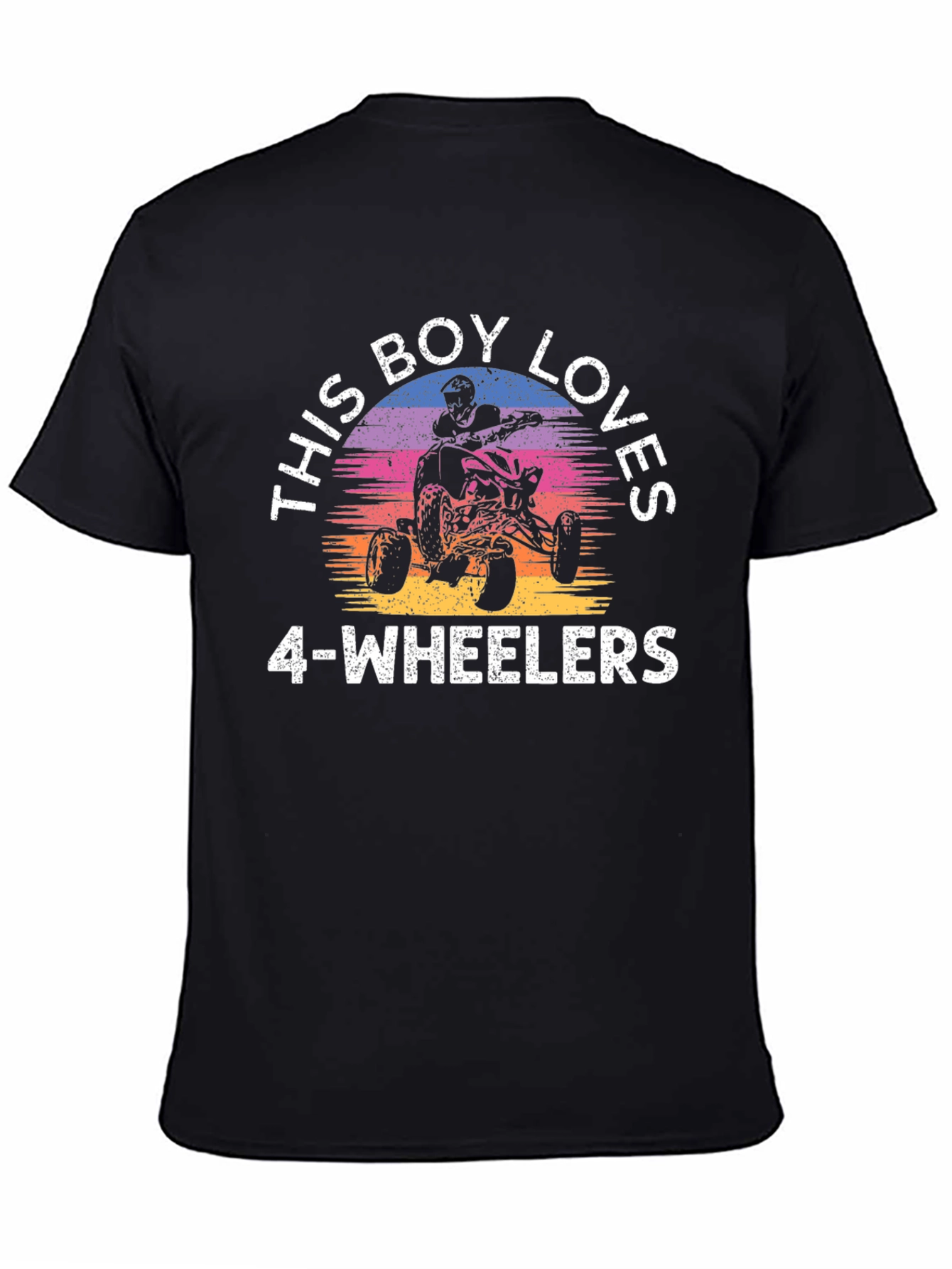 Black Boy Loves 4-Wheelers T-Shirt, Black ATV Rider Tee view 4