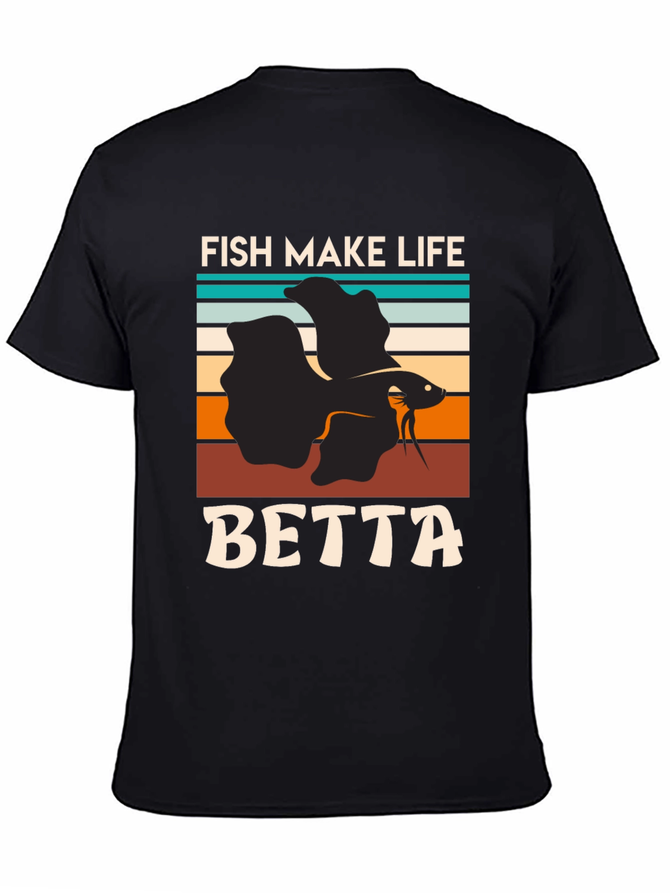 Black Fish Make Life Betta T-Shirt view 4