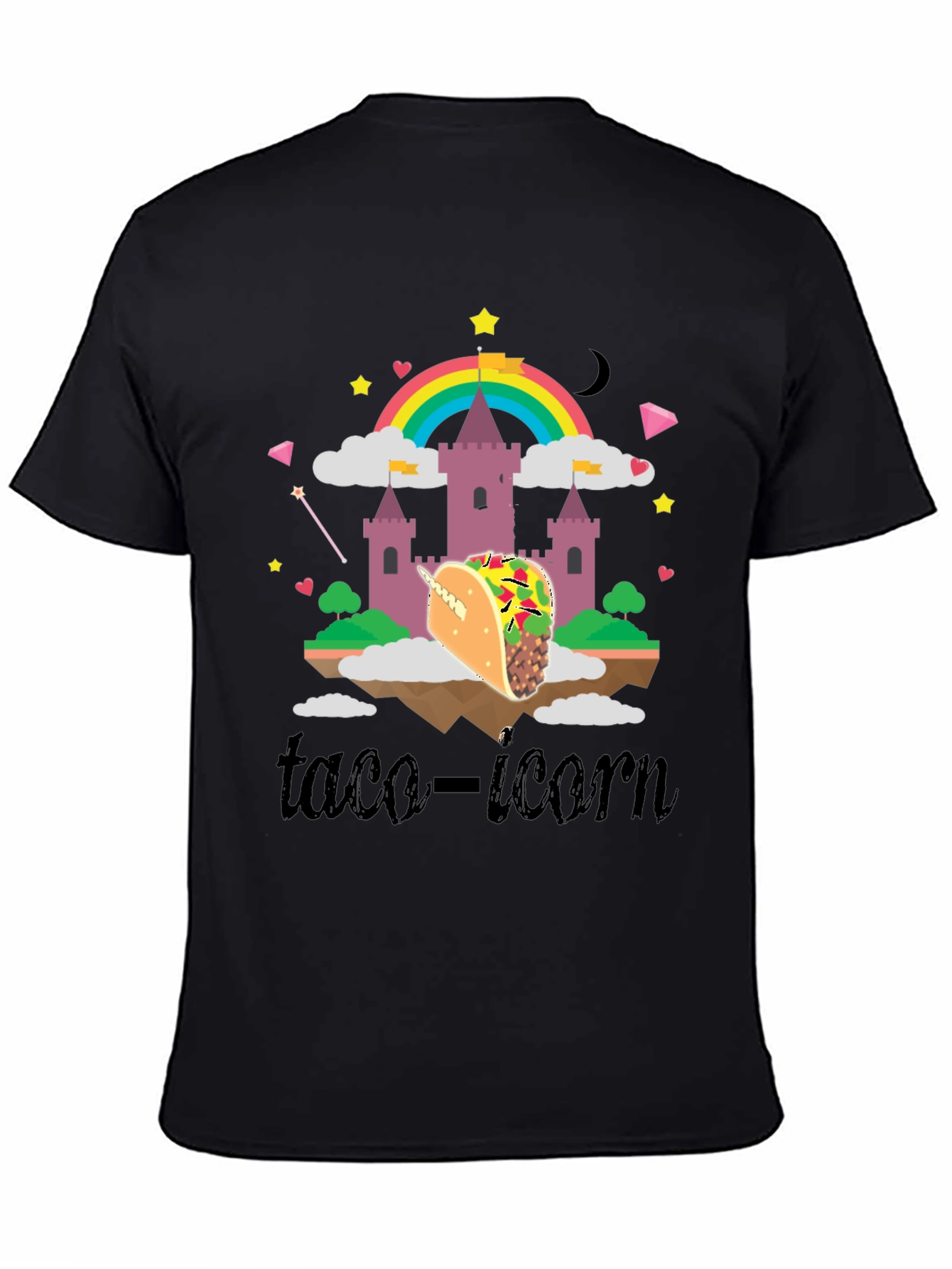 Black Taco-icorn Black Graphic T-Shirt view 4