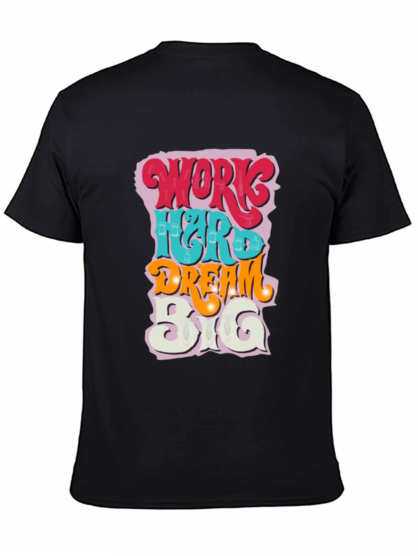 Black Work Hard Dream Big Graphic Tee view 4