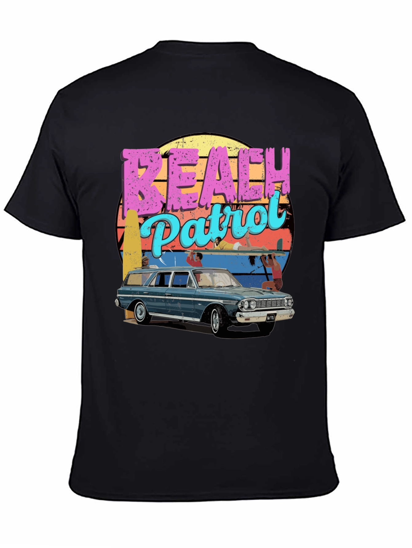 Black Retro Beach Patrol Graphic Tee view 4