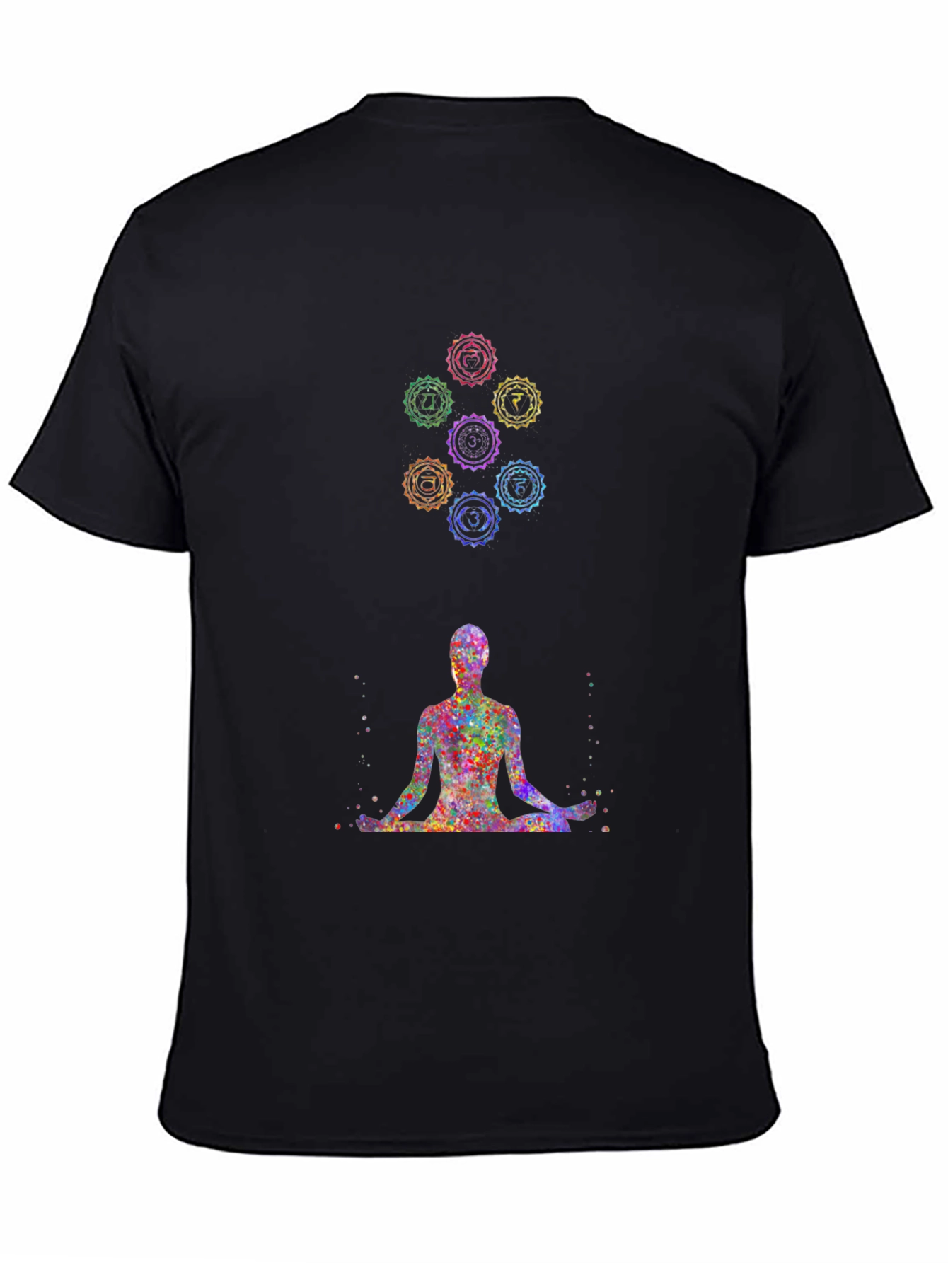 Black Chakra Meditation T-Shirt - Spiritual Design Tee view 4