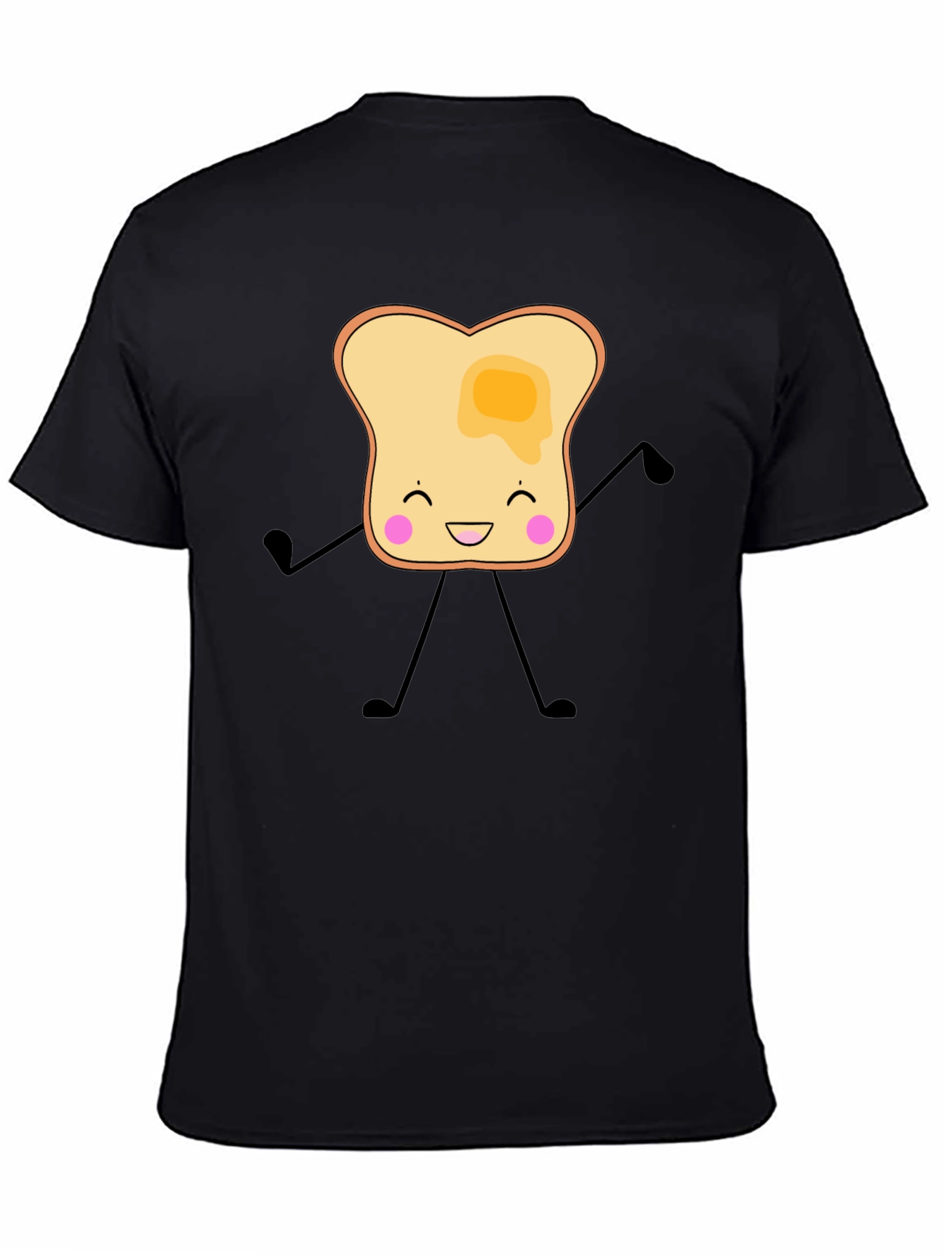Black Toast Cartoon Graphic T-Shirt view 4