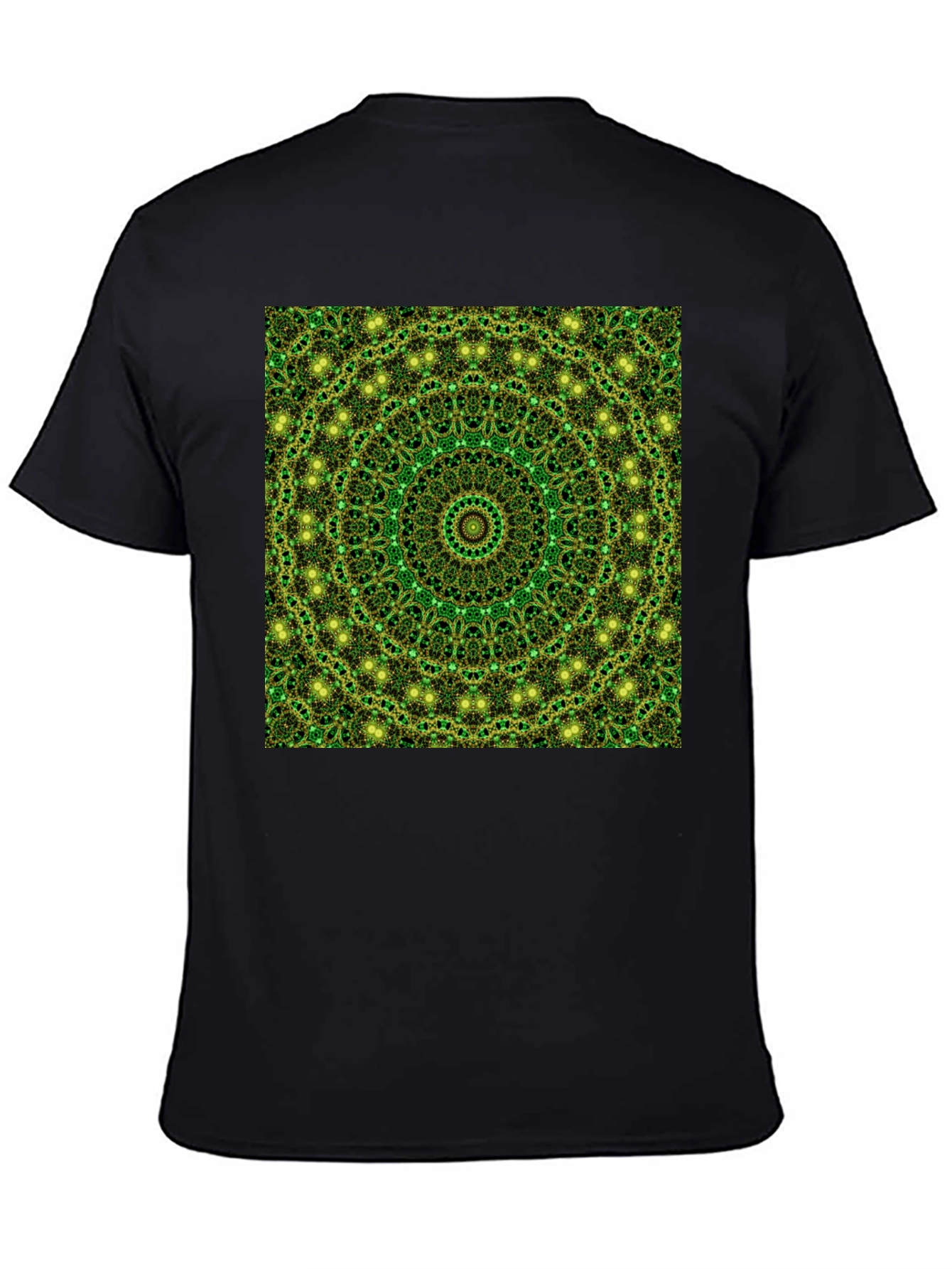 Black Green Mandala Pattern T-Shirt view 4