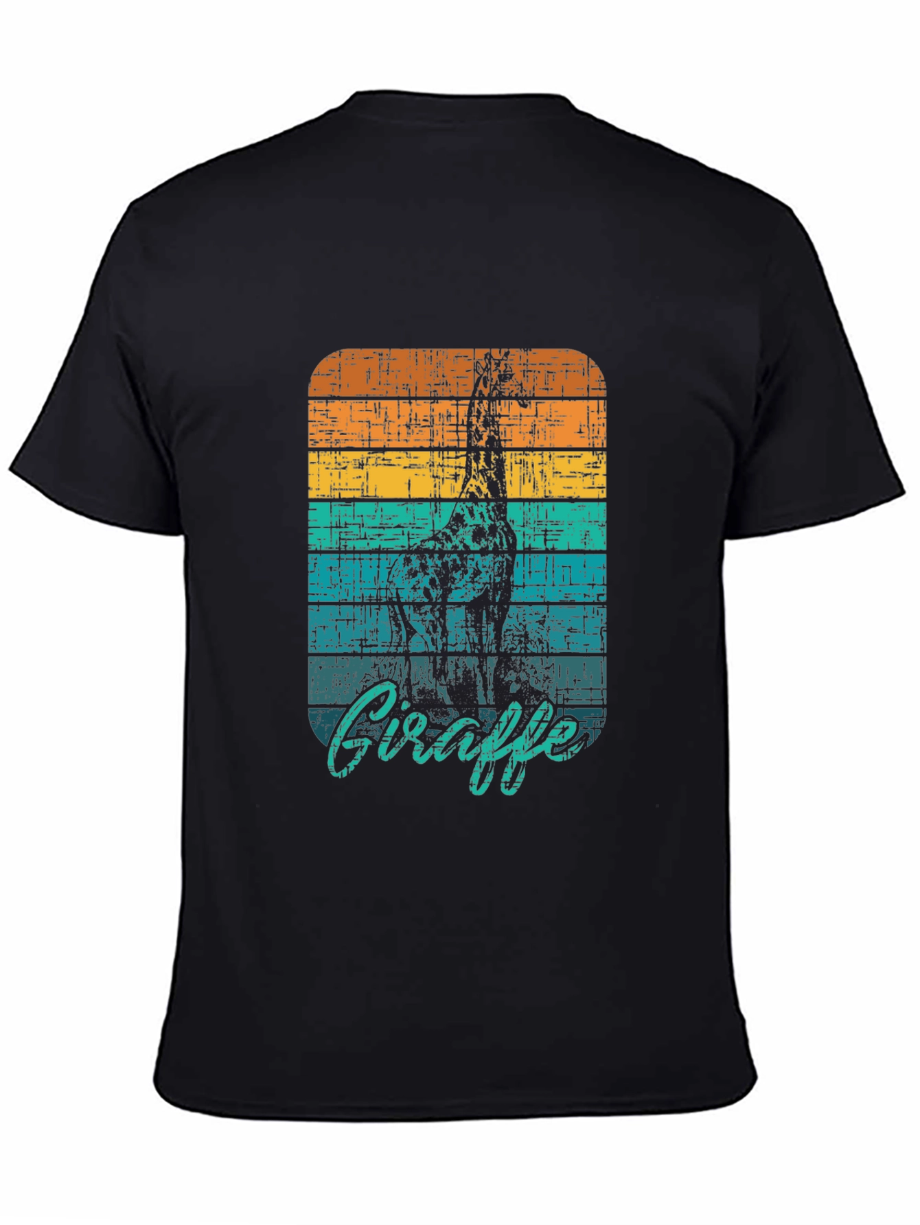 Black Retro Giraffe Graphic Tee - Black Unisex T-Shirt view 4