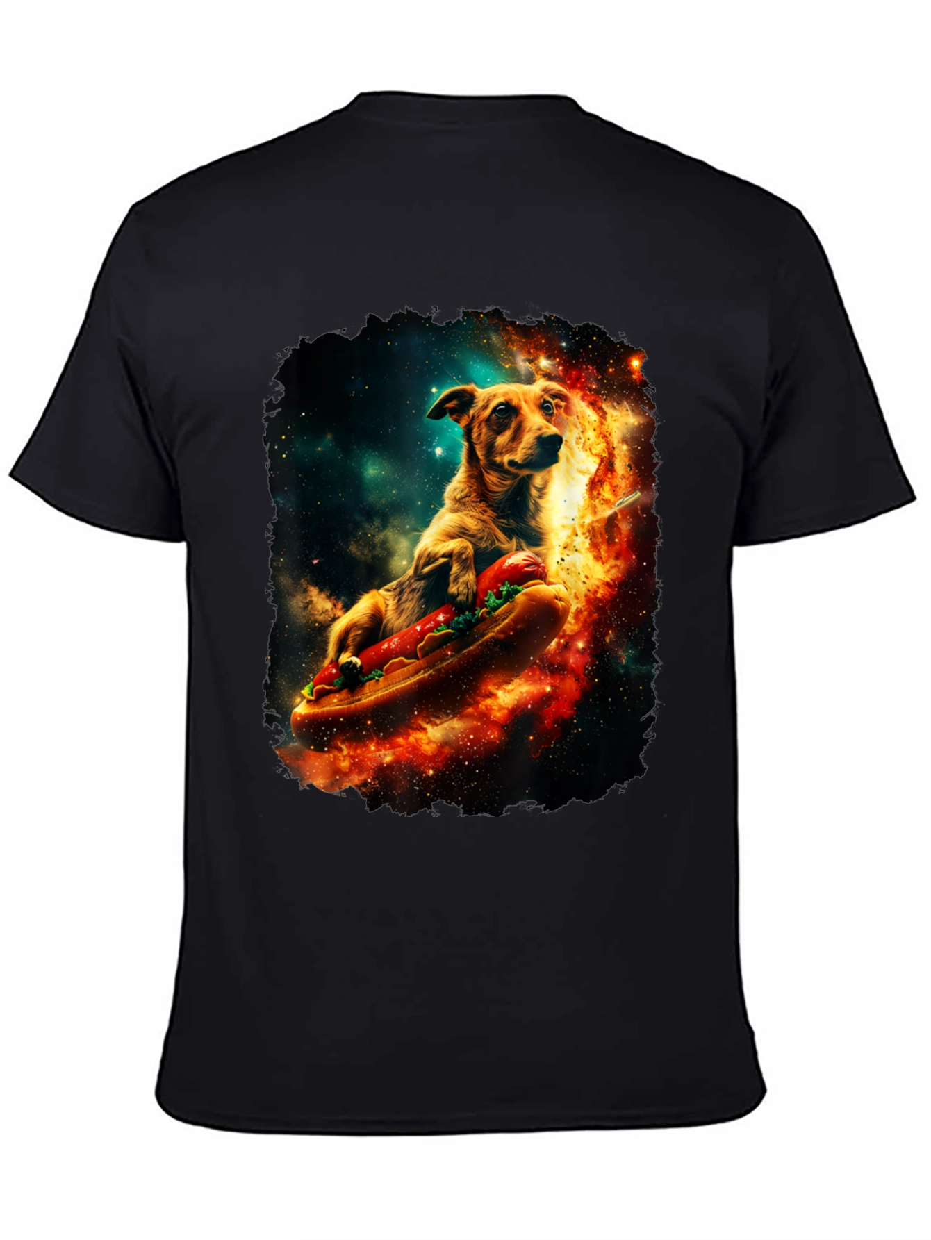 Black Cosmic Hot Dog Dog T-Shirt view 4
