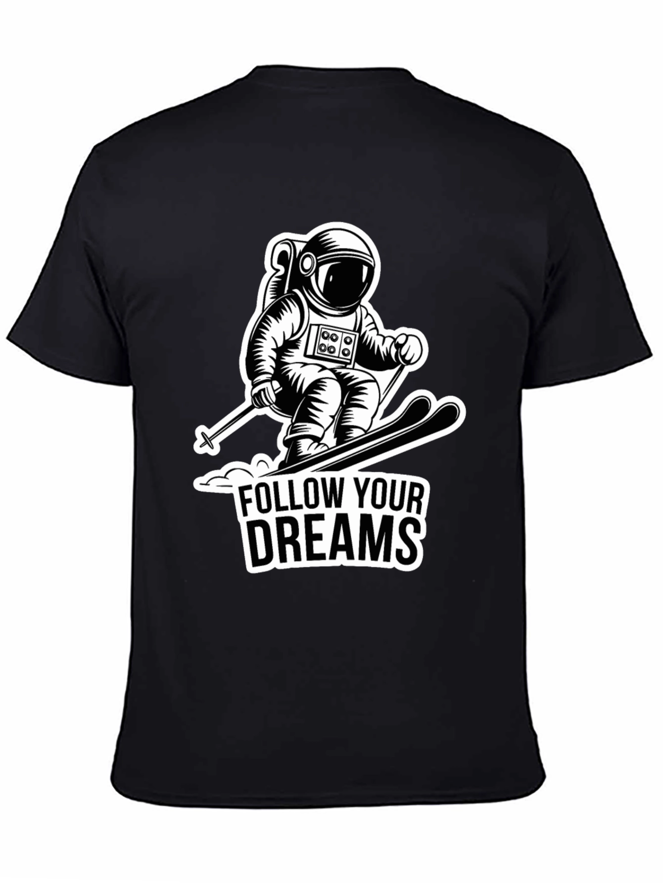 Black Astronaut Skiing Graphic Tee - Follow Your Dreams view 4