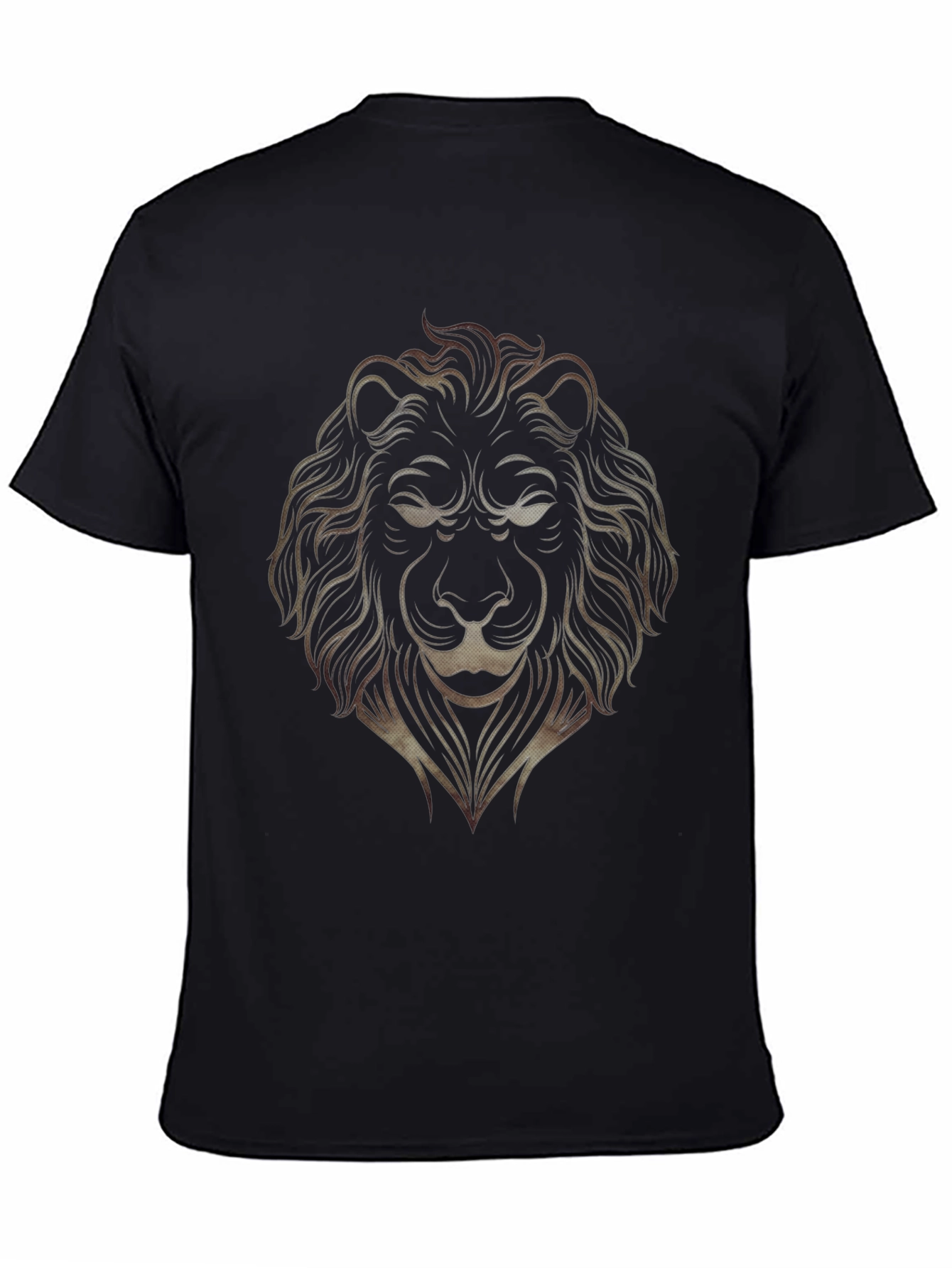 Black Lion Graphic Print Men's Black T-Shirt view 4