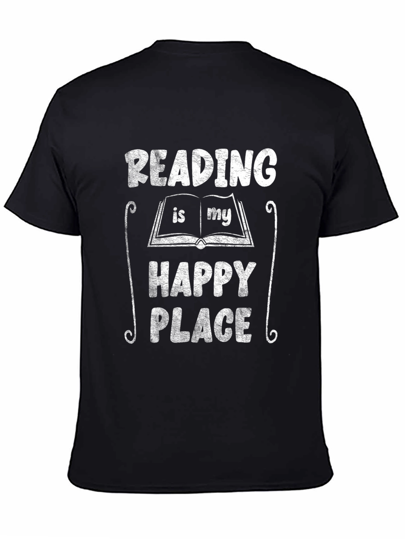 Black Reading Is My Happy Place T-Shirt Book Lover Tee view 4