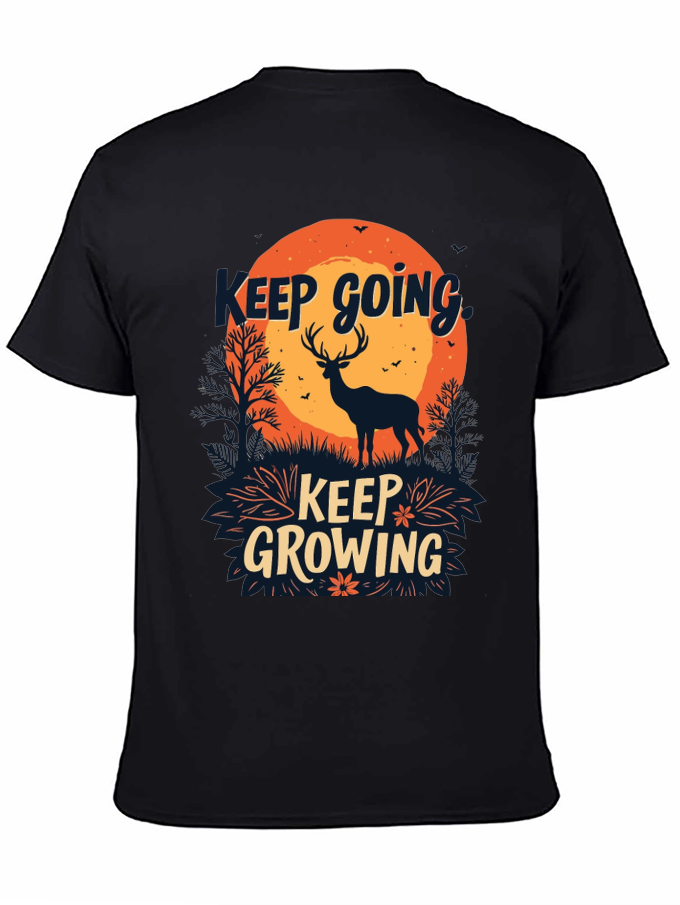 Black Keep Going, Keep Growing Black Graphic T-Shirt view 4