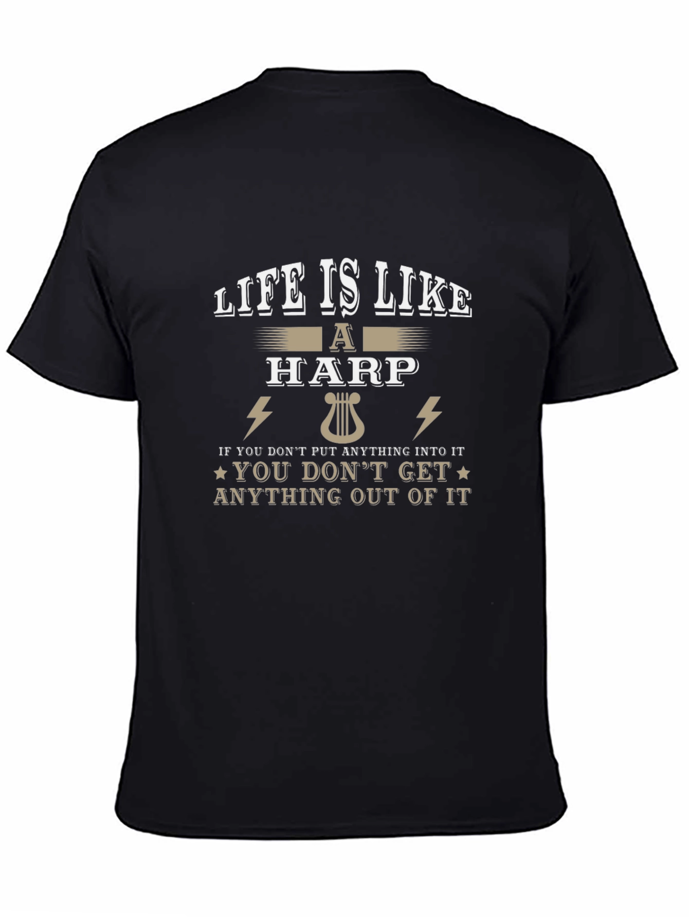 Black Life is Like a Harp Graphic Tee view 4