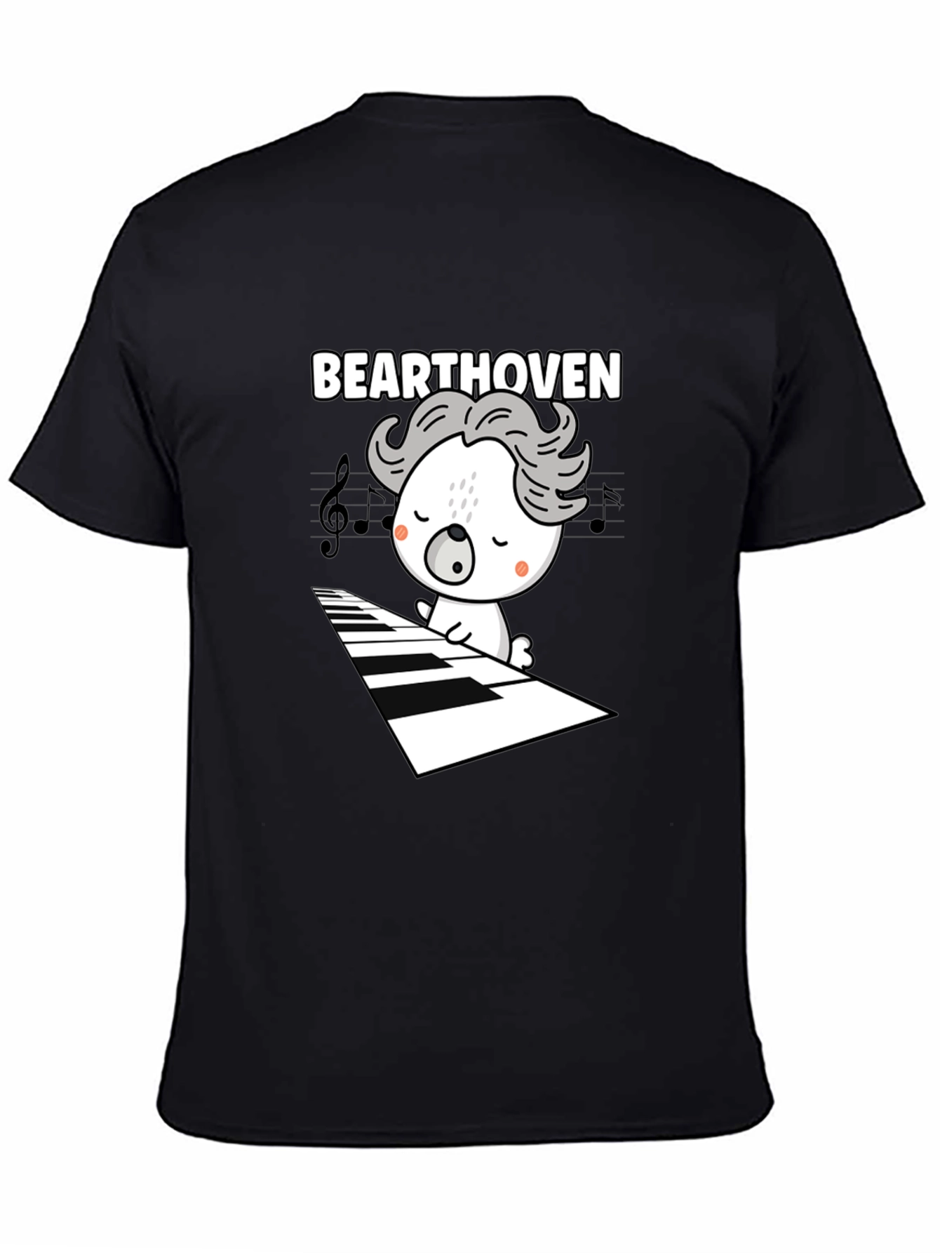 Black Bearthoven Piano T-Shirt view 4