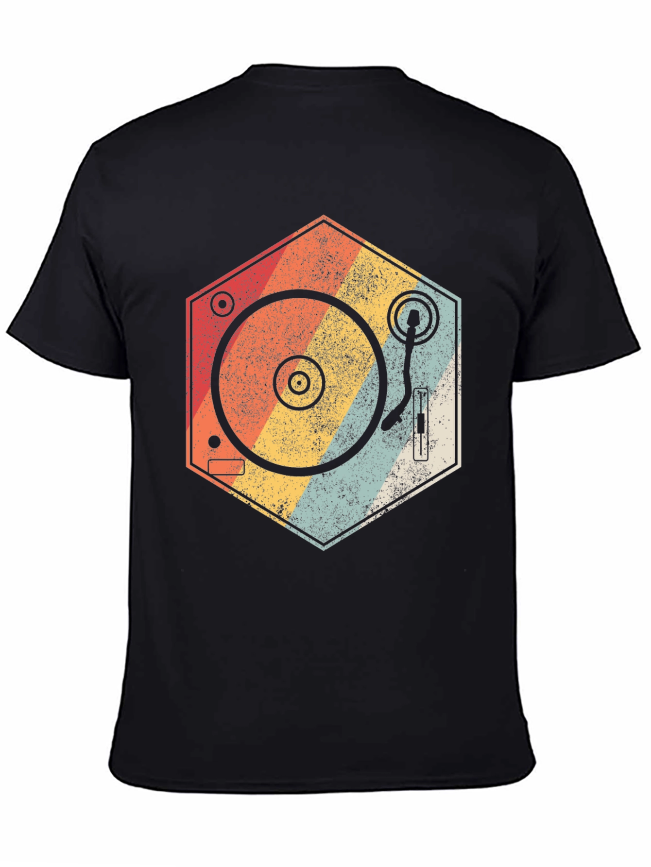 Black Retro Turntable T-Shirt - Vintage Music Lover Tee view 4
