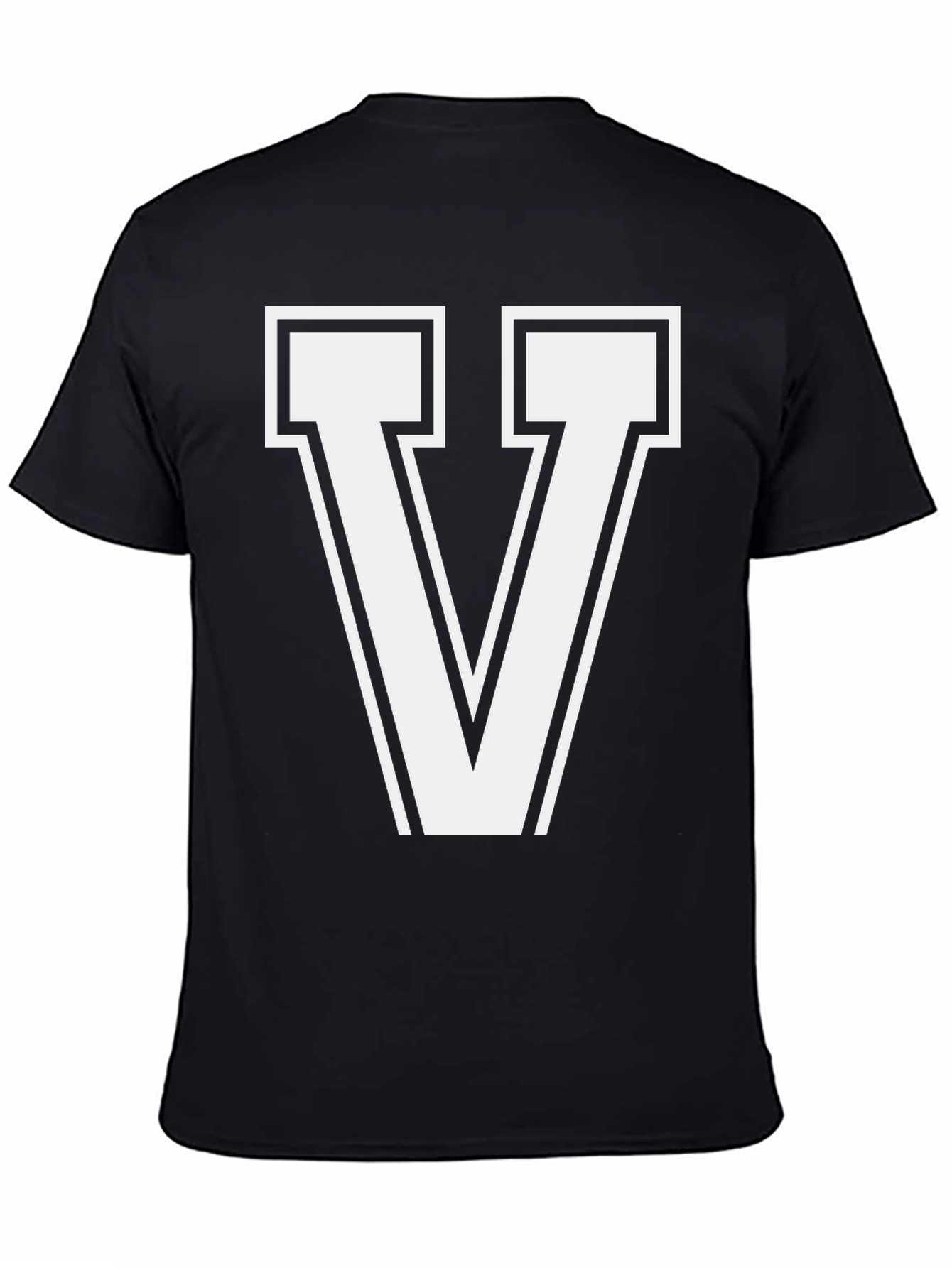 Black Bold Letter "V" Graphic T-Shirt - Casual Style view 4