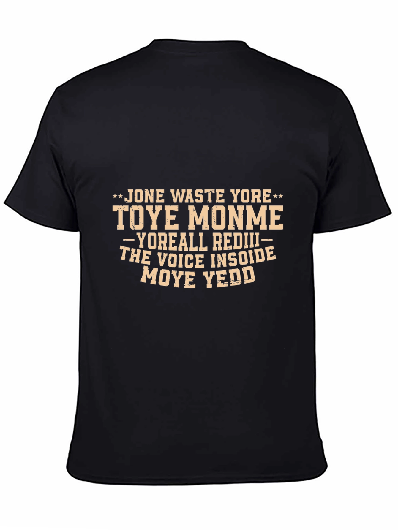 Black Humorous Graphic T-Shirt - "Jone Waste Yore" view 4