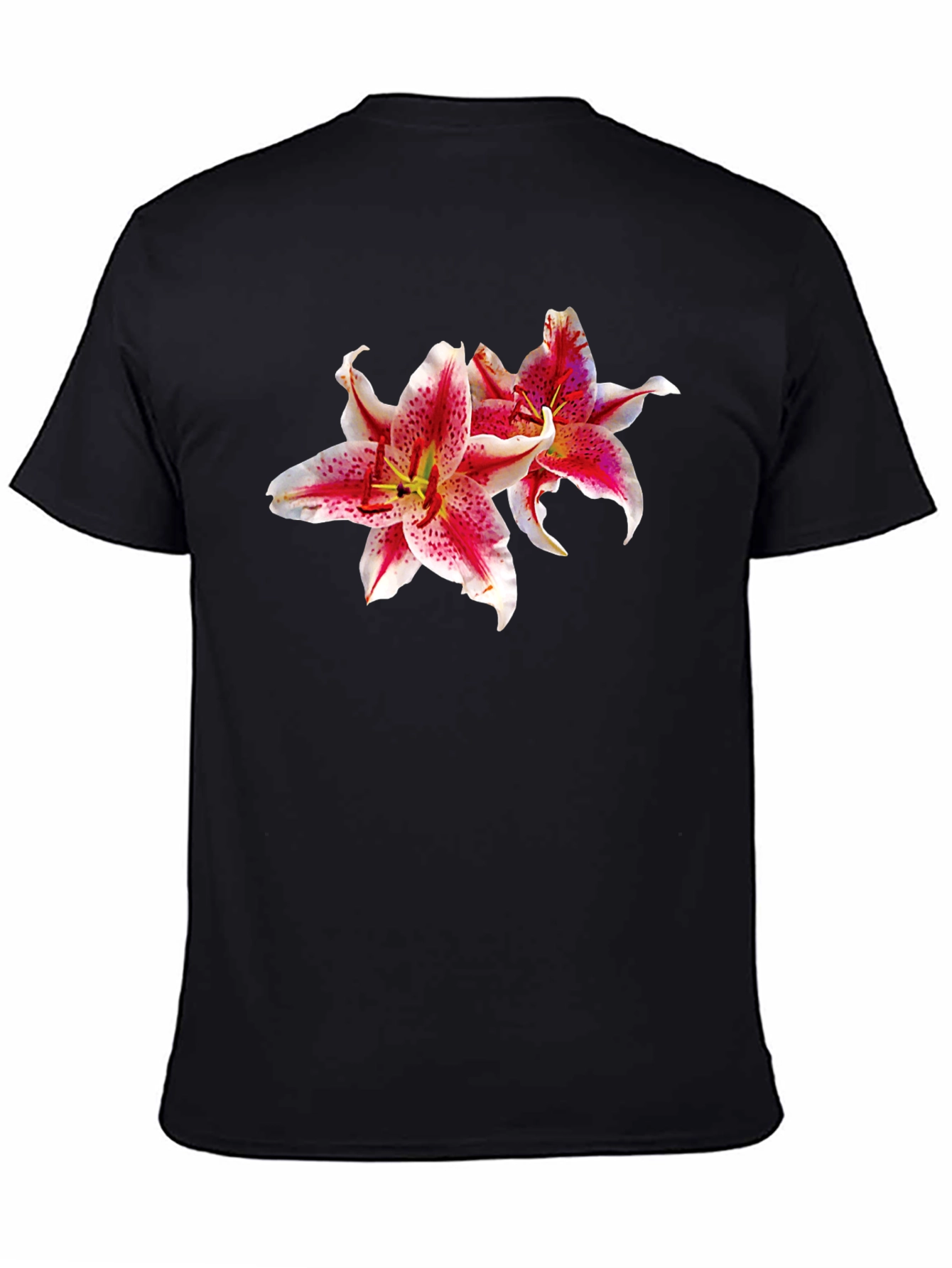 Black Floral Lily Graphic Black T-Shirt view 4