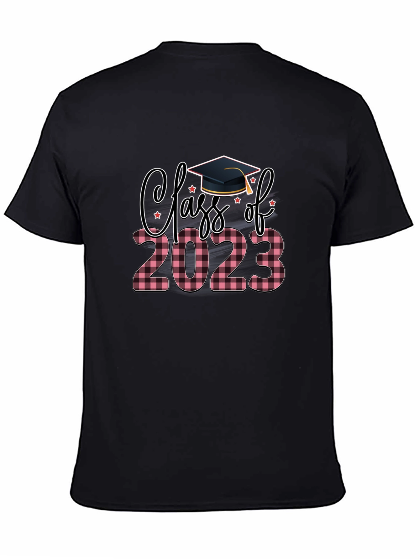 Black Class of 2023 Plaid Graduation T-Shirt view 4